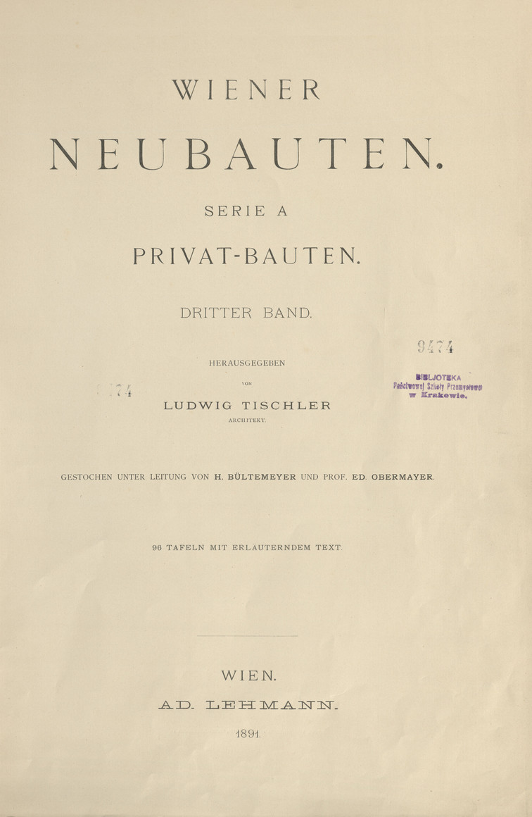 Wiener Neubauten. Serie A, Bd. 3, Privat-Bauten