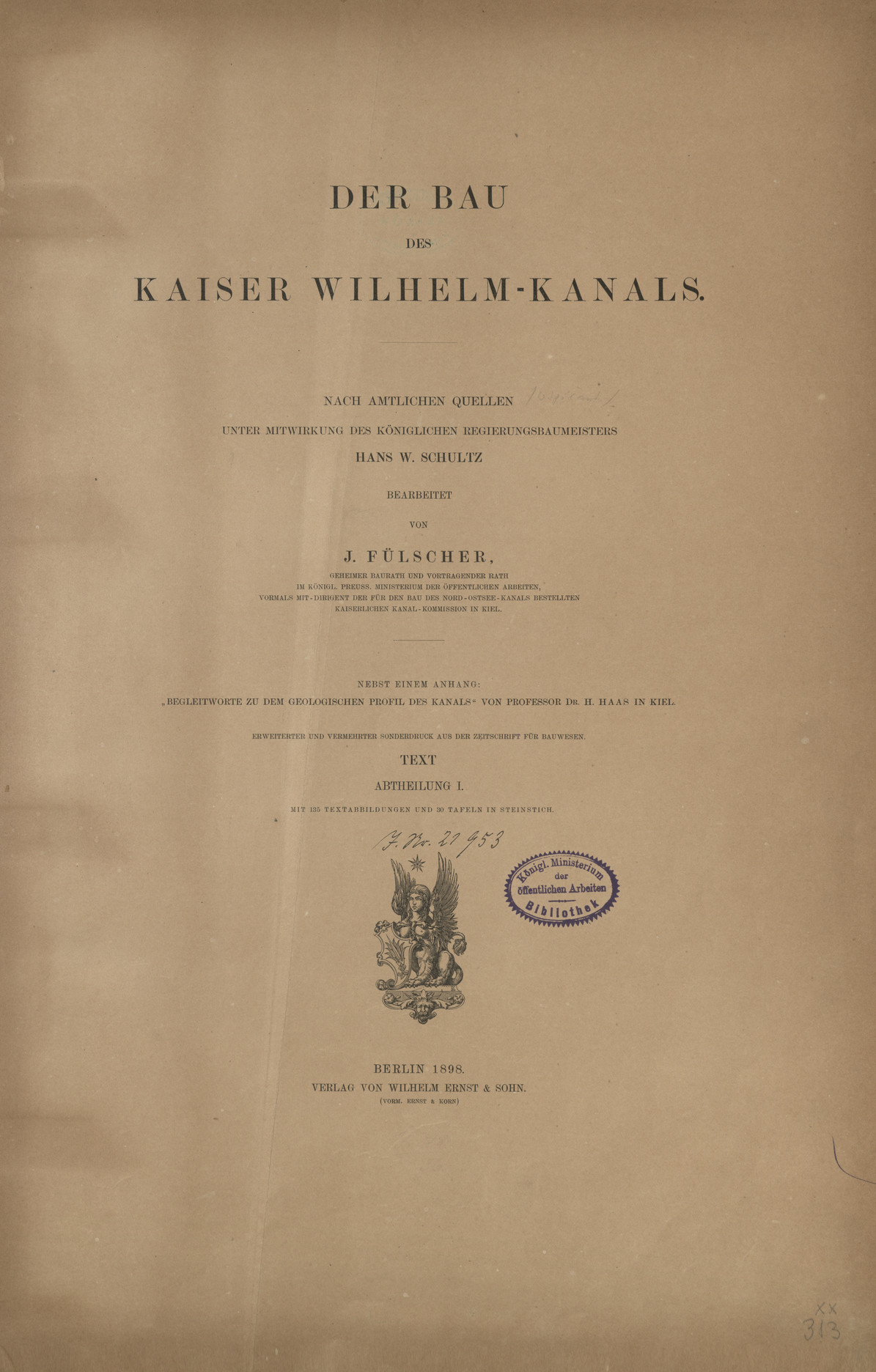Der Bau des Kaiser Wilhelm-Kanals. Abt. 1, Text