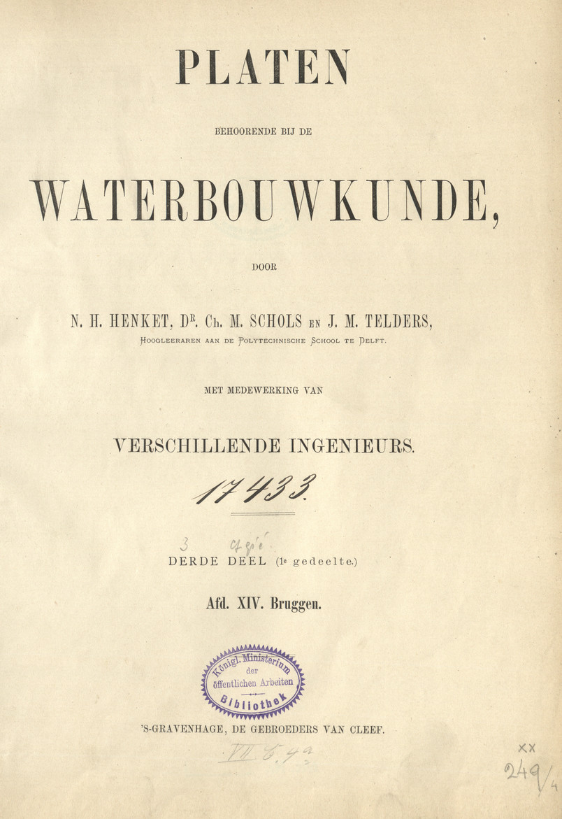 Platen behoorende bij de Waterbouwkunde. D. 3 (1e gedeelte), Afd. 14, Bruggen