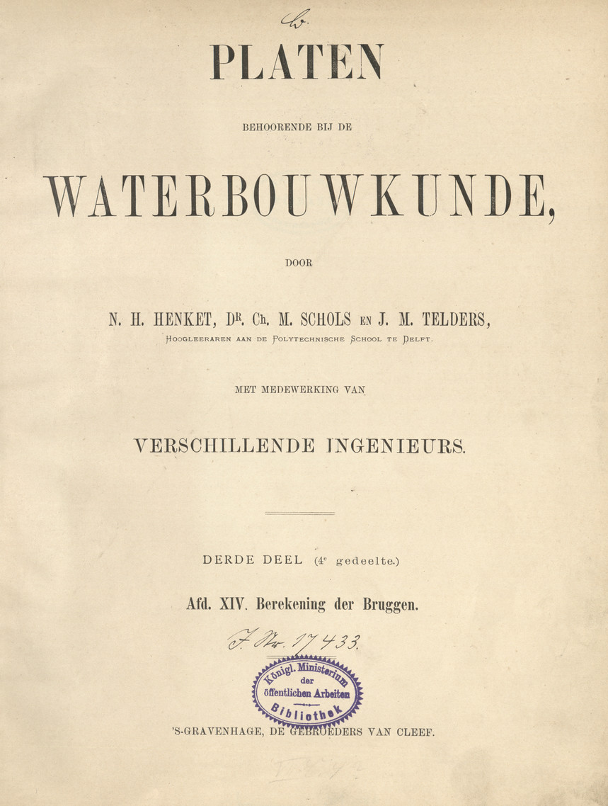 Platen behoorende bij de Waterbouwkunde. D. 3 (4e gedeelte), Afd. 14, Berekening der Bruggen