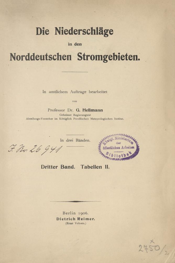 Die Niederschläge in den Norddeutschen Stromgebieten. Bd. 3, Tabellen II