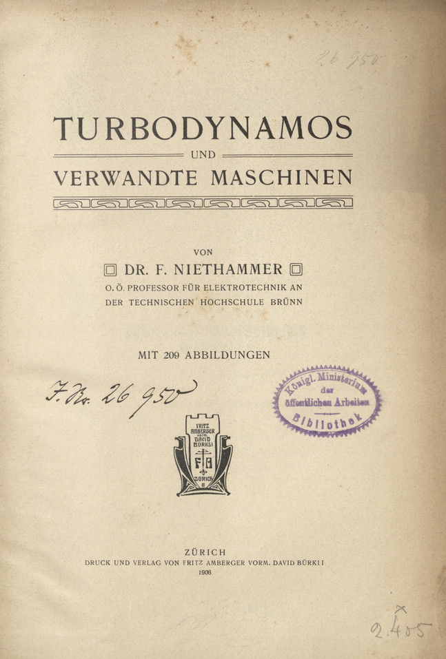 Turbodynamos und verwandte Maschinen