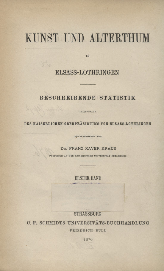 Kunst und Alterthum in Elsass-Lothringen : beschreibende Statistik. Bd. 1, Kunst und Alterthum im Unter-Elsass