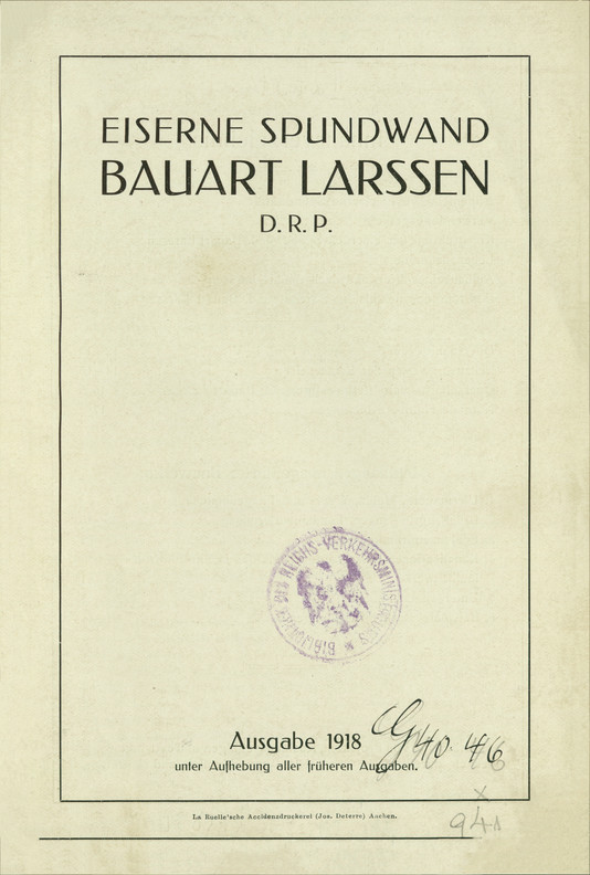 Eiserne Spundwand Baurat Larssen D. R. P.