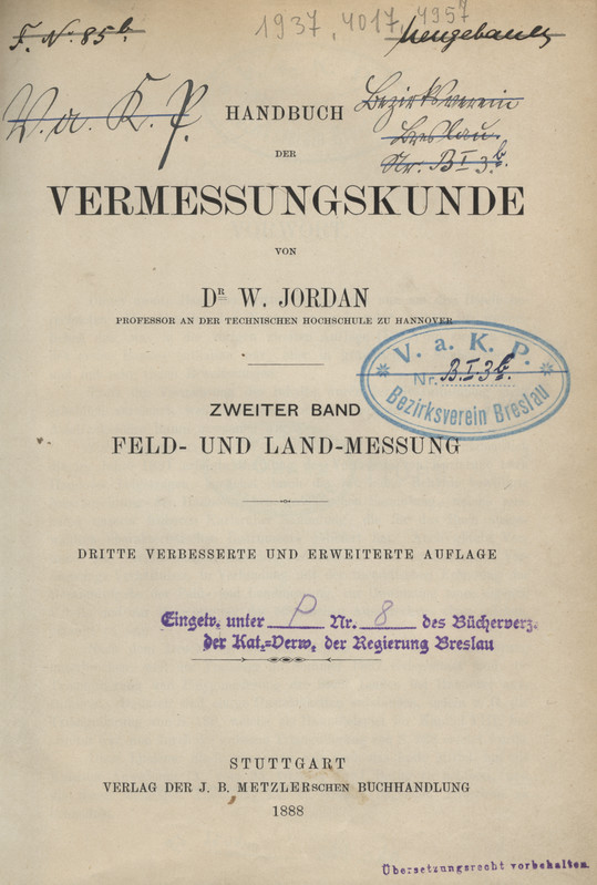 Handbuch der Vermessungskunde. Bd. 2, Feld- und Lan-Messung