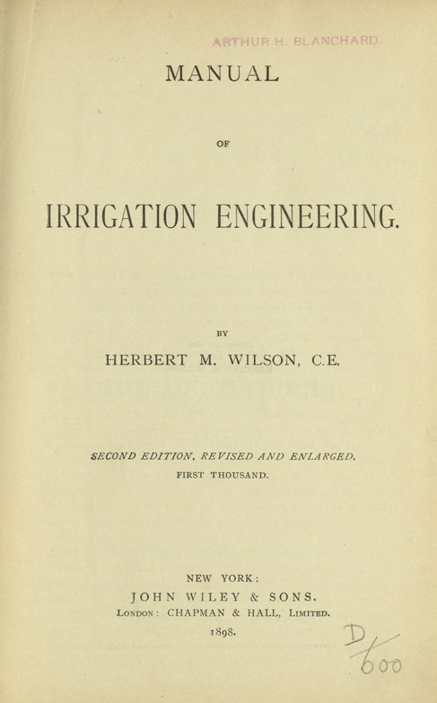 Manual of irrigation engineering