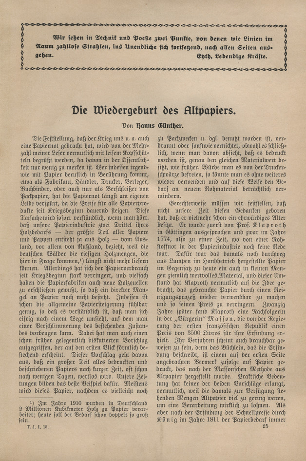 Jahrbuch der Technik : Jahrgang I, H. 15