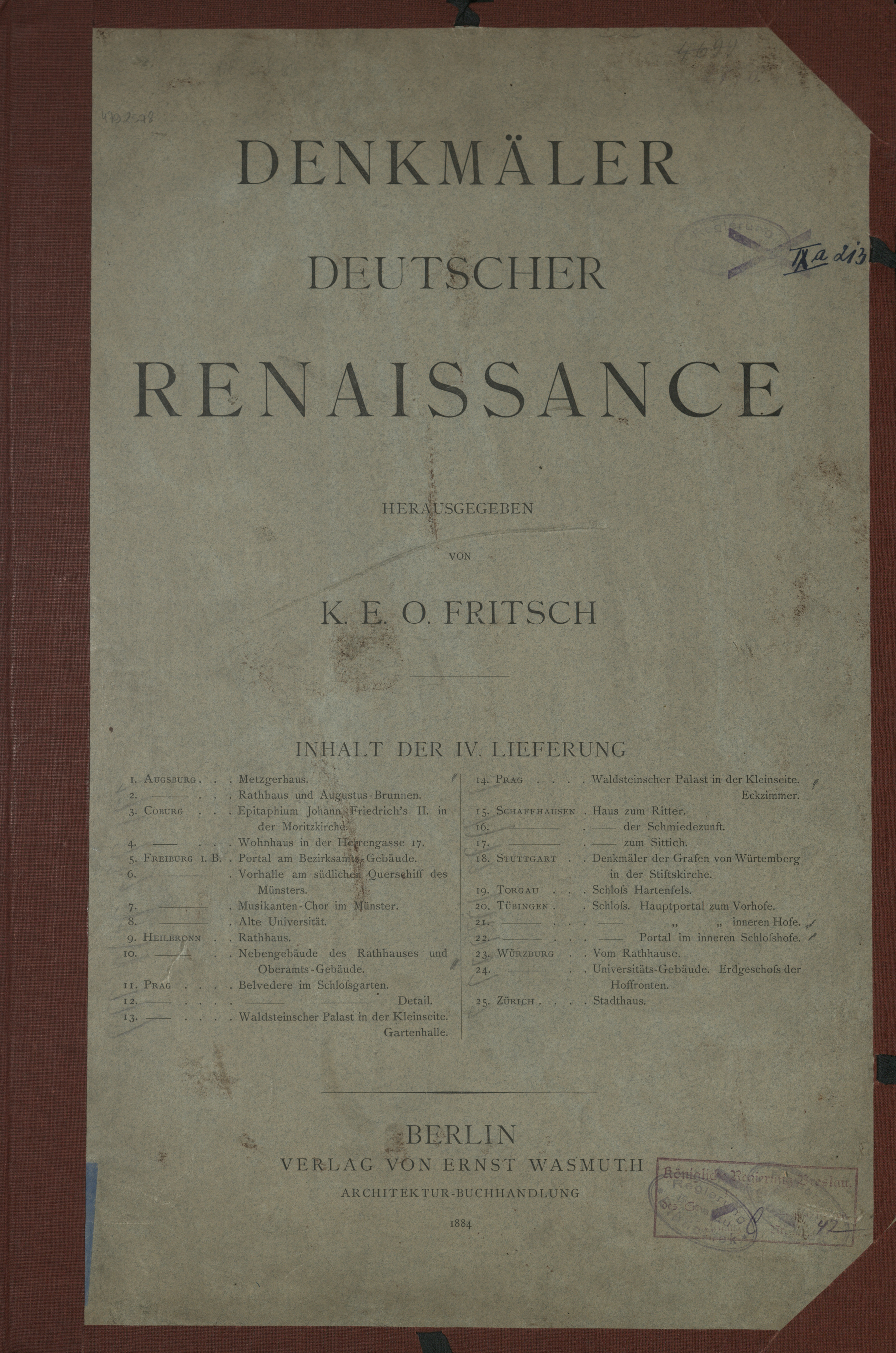 Denkmäler deutscher Renaissance. Lfg. 4