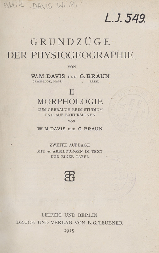 Grundzüge der Physiogeographie. 2, Morphologie : zum Gebrauch beim Studium und auf Exkursionen