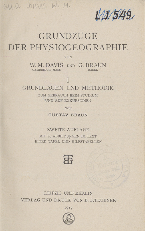 Grundzüge der Physiogeographie. 1, Grundlagen und Methodik : zum Gebrauch beim Studium und auf Exkursionen