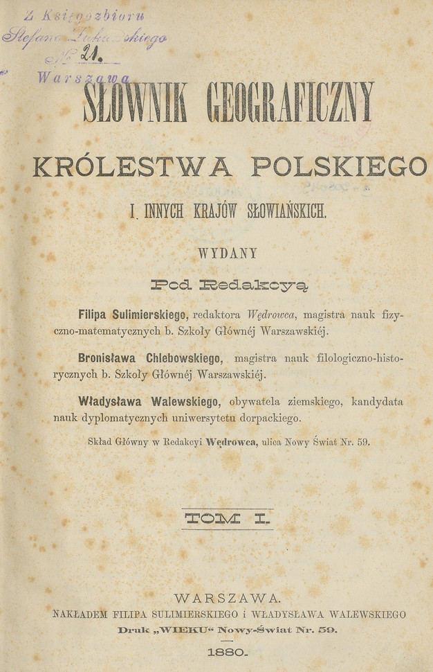 Słownik geograficzny Królestwa Polskiego i innych krajów słowiańskich. T. 1, [A - C]