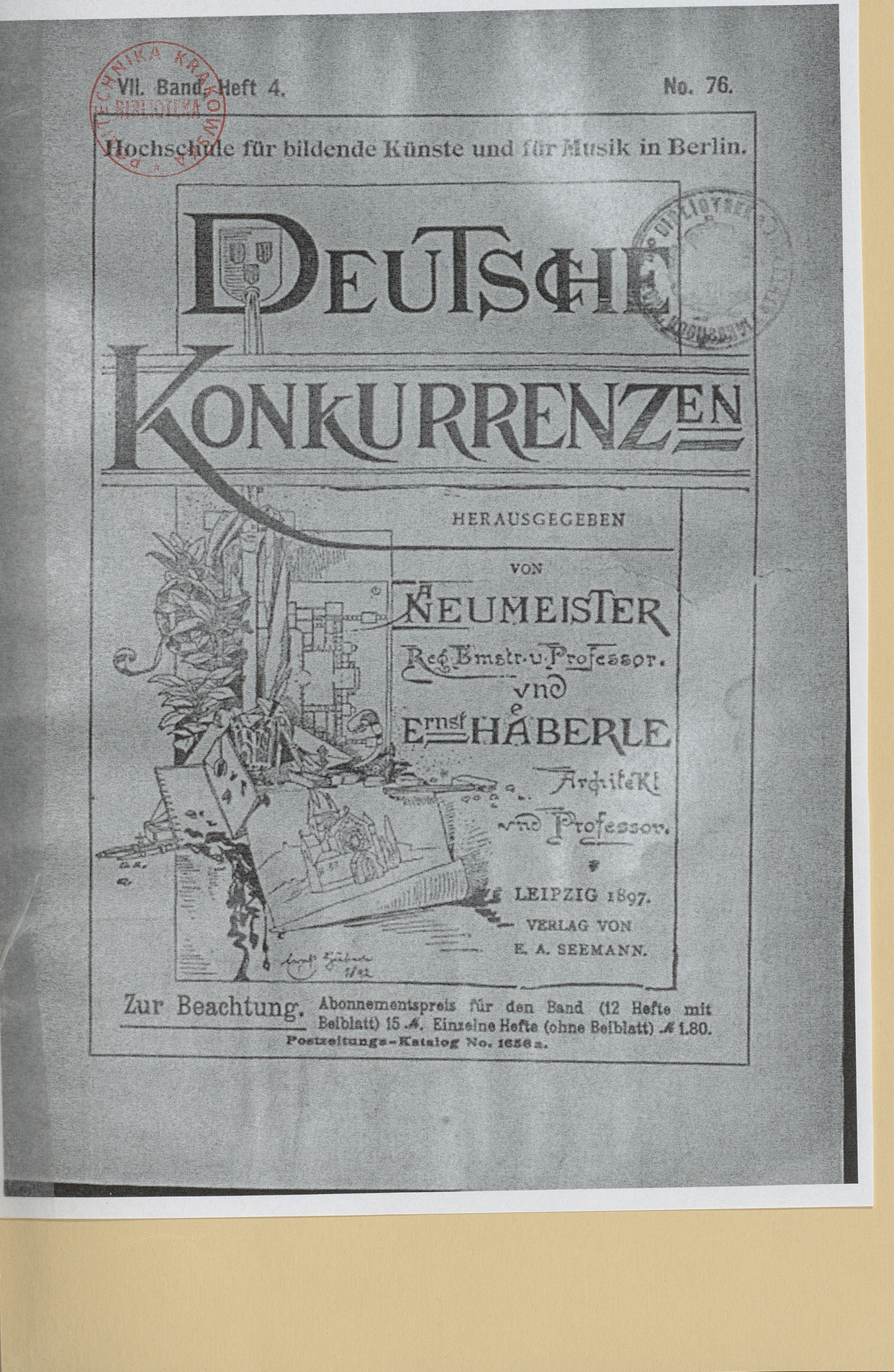 Deutsche Konkurrenzen, VII. Band, Heft. 4, No. 76