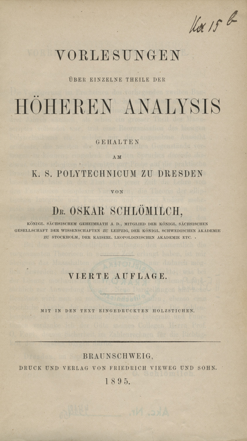 Compendium der höheren Analysis : in zwei Bänden. Bd. 2, Vorlesungen über einzelne Theile der höheren Analysis gehalten am K. S. Polytechnicum zu Dresden