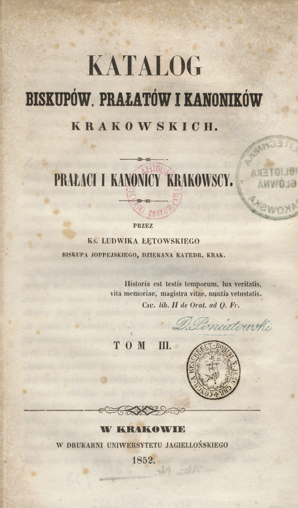 Katalog biskupów, prałatów i kanoników krakowskich. T. 3, Prałaci i kanonicy krakowscy