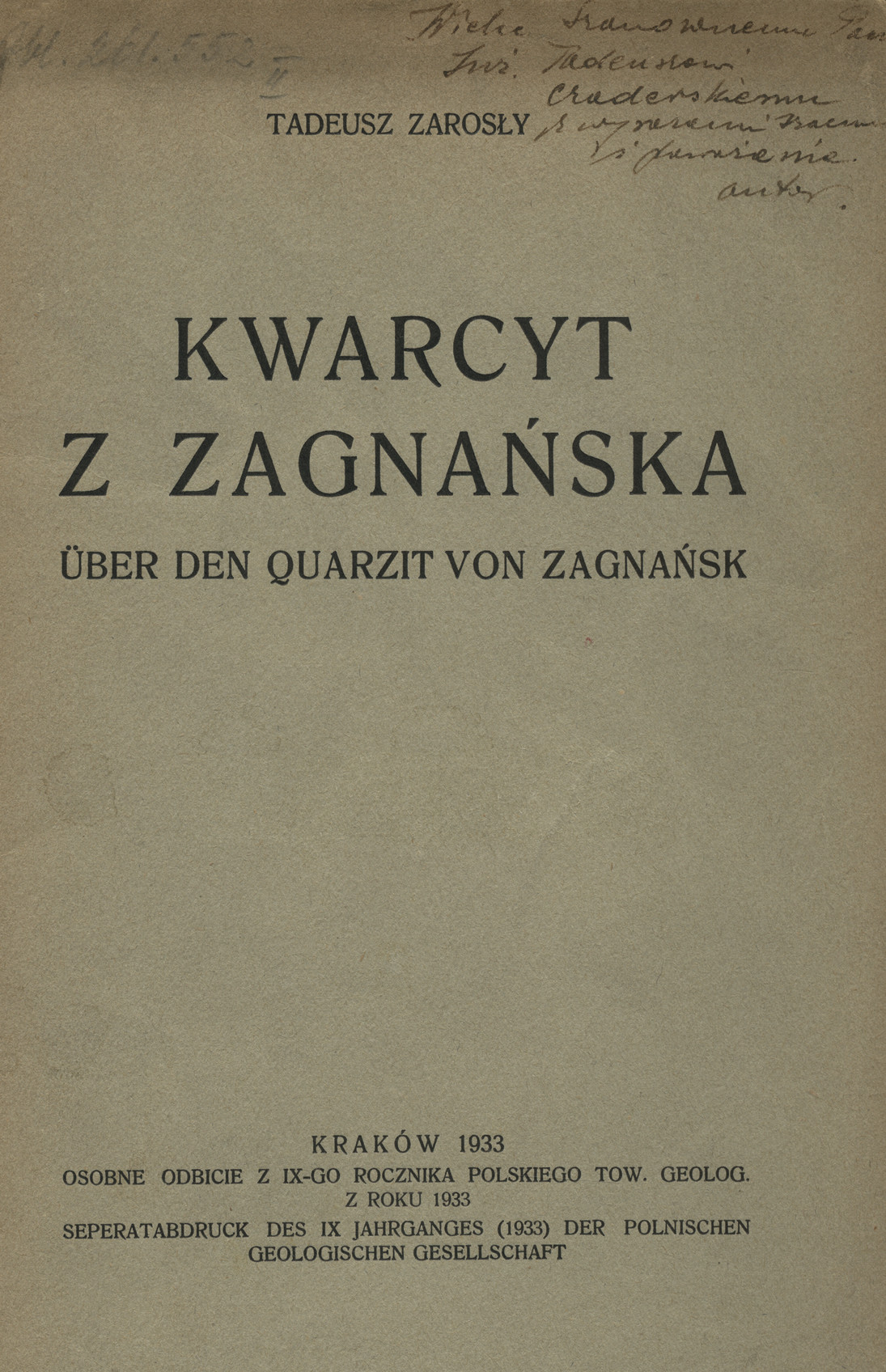 Kwarcyt z Zagnańska = Über den Quarzit von Zagnańsk