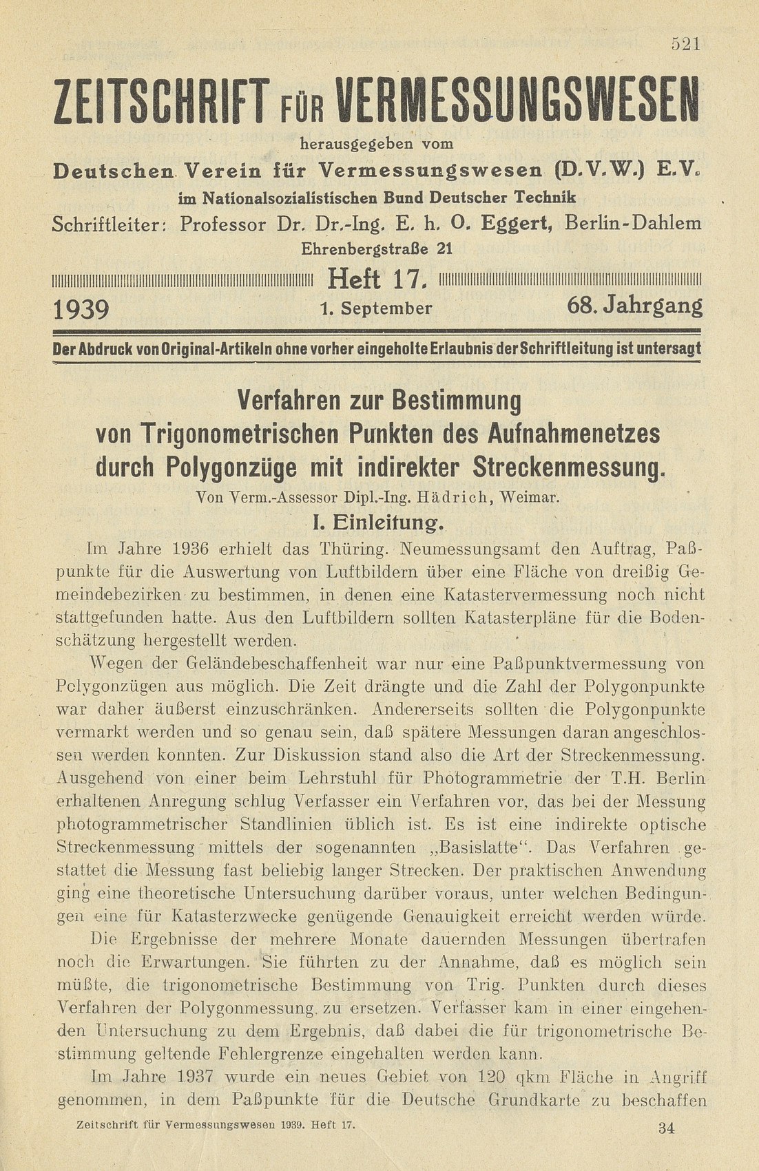 Zeitschrift für Vermessungswesen, Heft 17, 68. Jahrgang