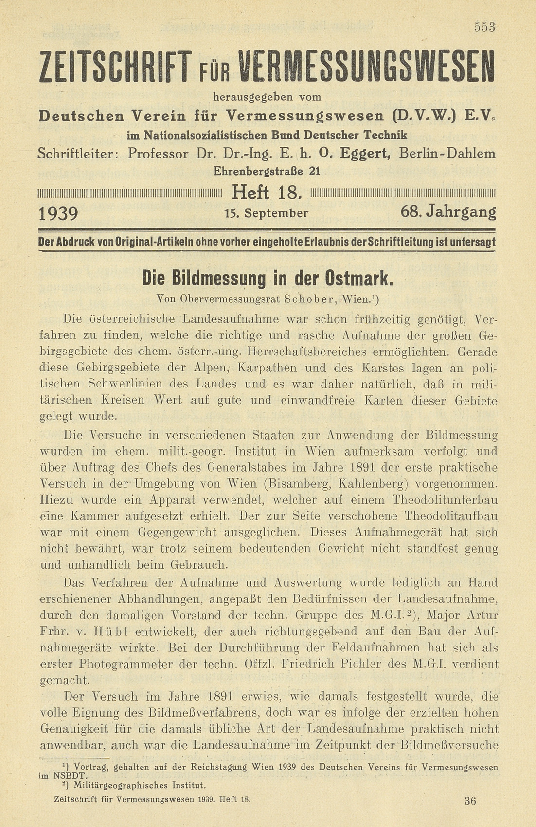 Zeitschrift für Vermessungswesen, Heft 18, 68. Jahrgang
