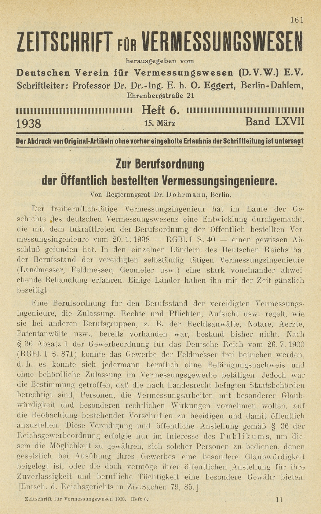 Zeitschrift für Vermessungswesen, Heft 6, Band LXVII
