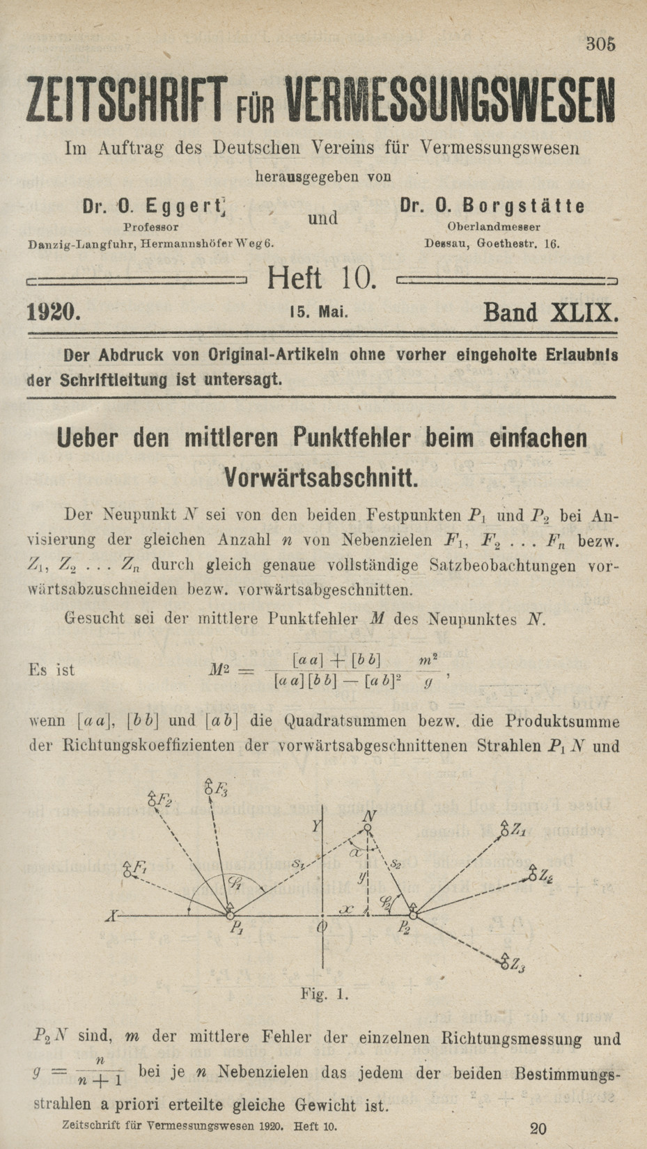 Zeitschrift für Vermessungswesen, Heft 10, Band XLIX