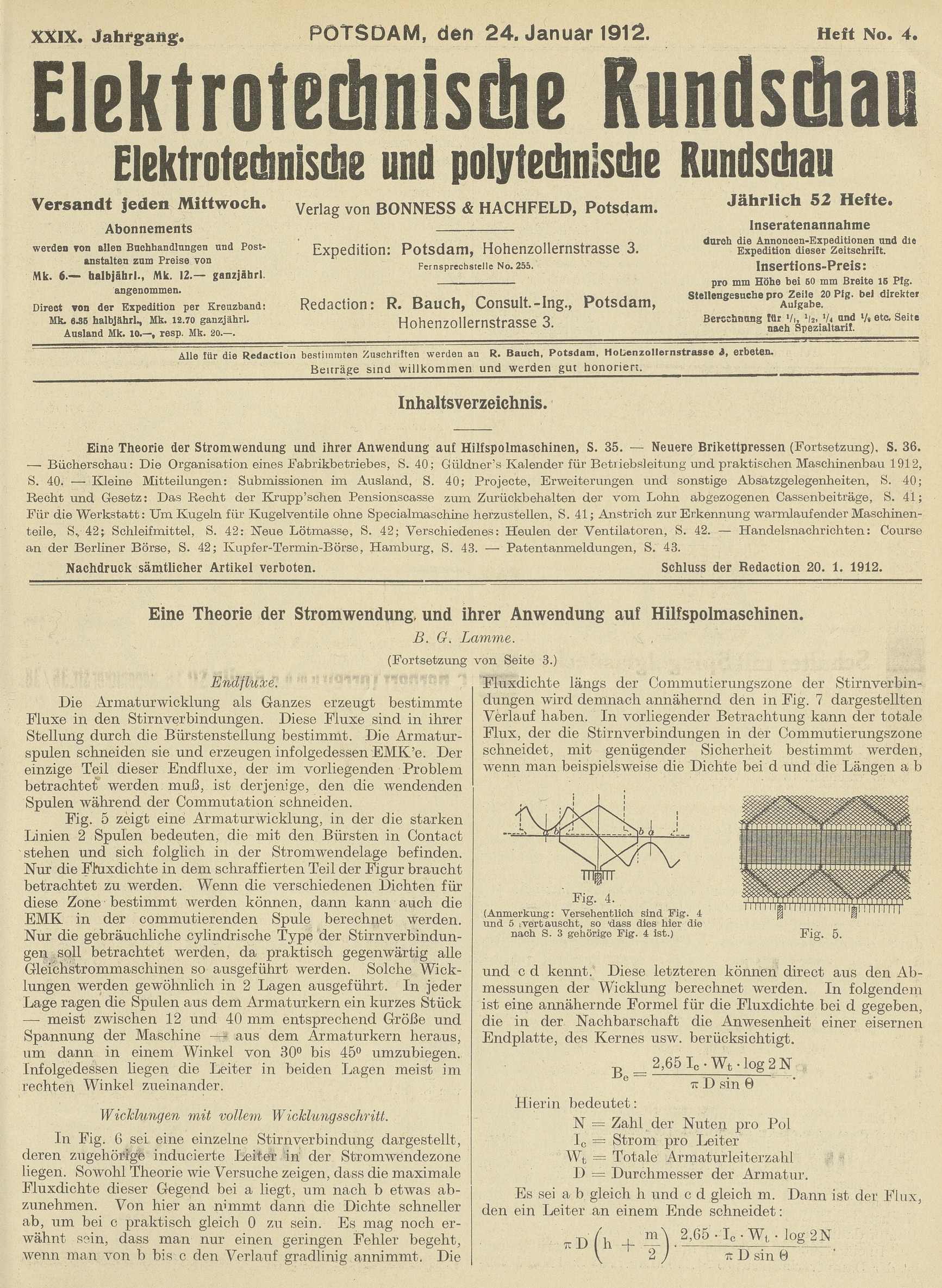 Elektrotechnische Rundschau : Elektrotechnische und polytechnische Rundschau, XXIX. Jahrgang, Heft No. 4