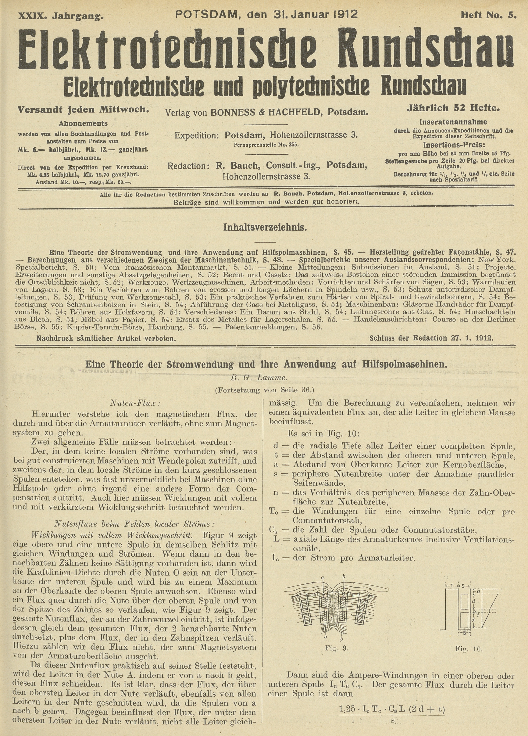 Elektrotechnische Rundschau : Elektrotechnische und polytechnische Rundschau, XXIX. Jahrgang, Heft No. 5