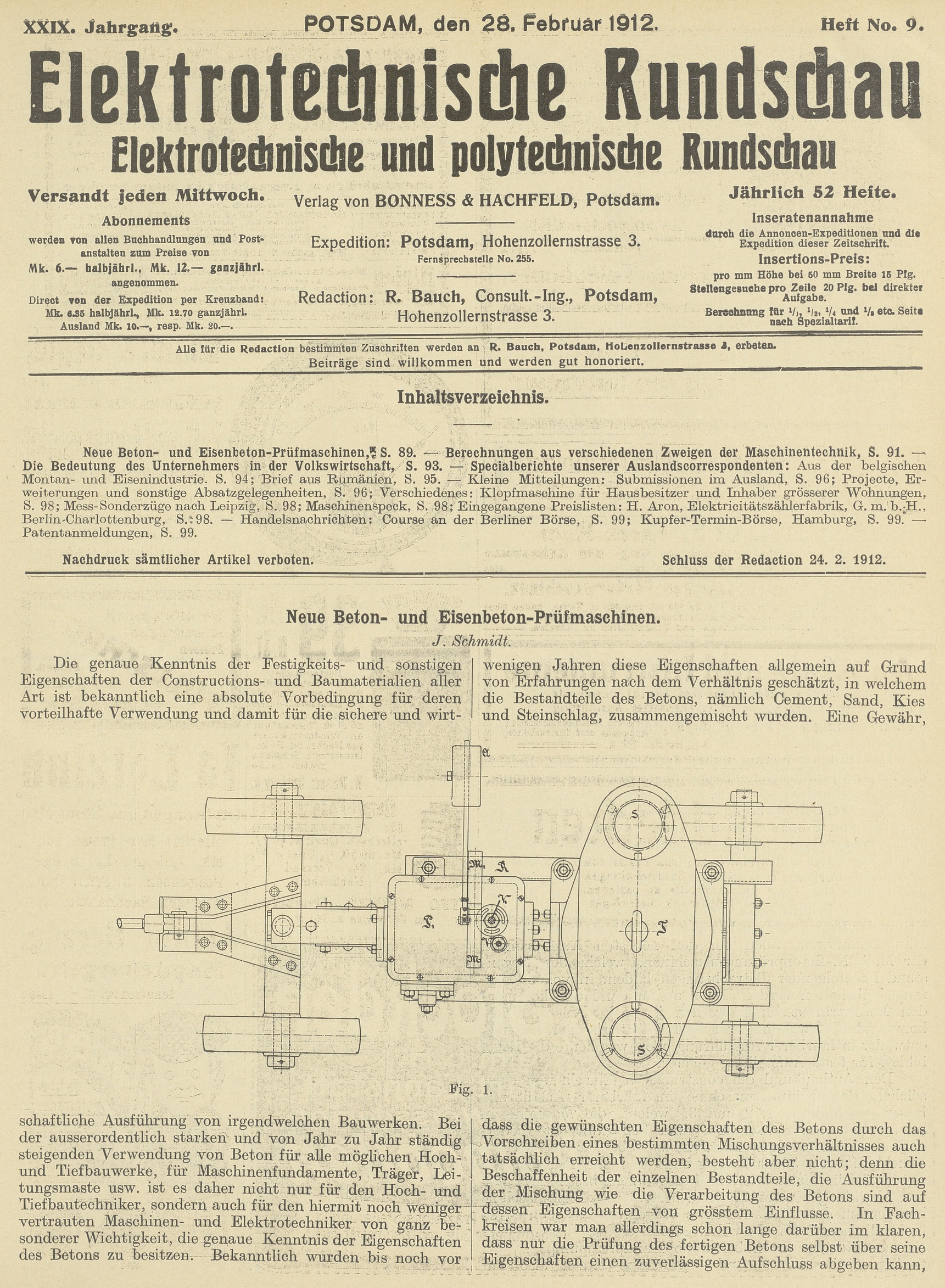 Elektrotechnische Rundschau : Elektrotechnische und polytechnische Rundschau, XXIX. Jahrgang, Heft No. 9