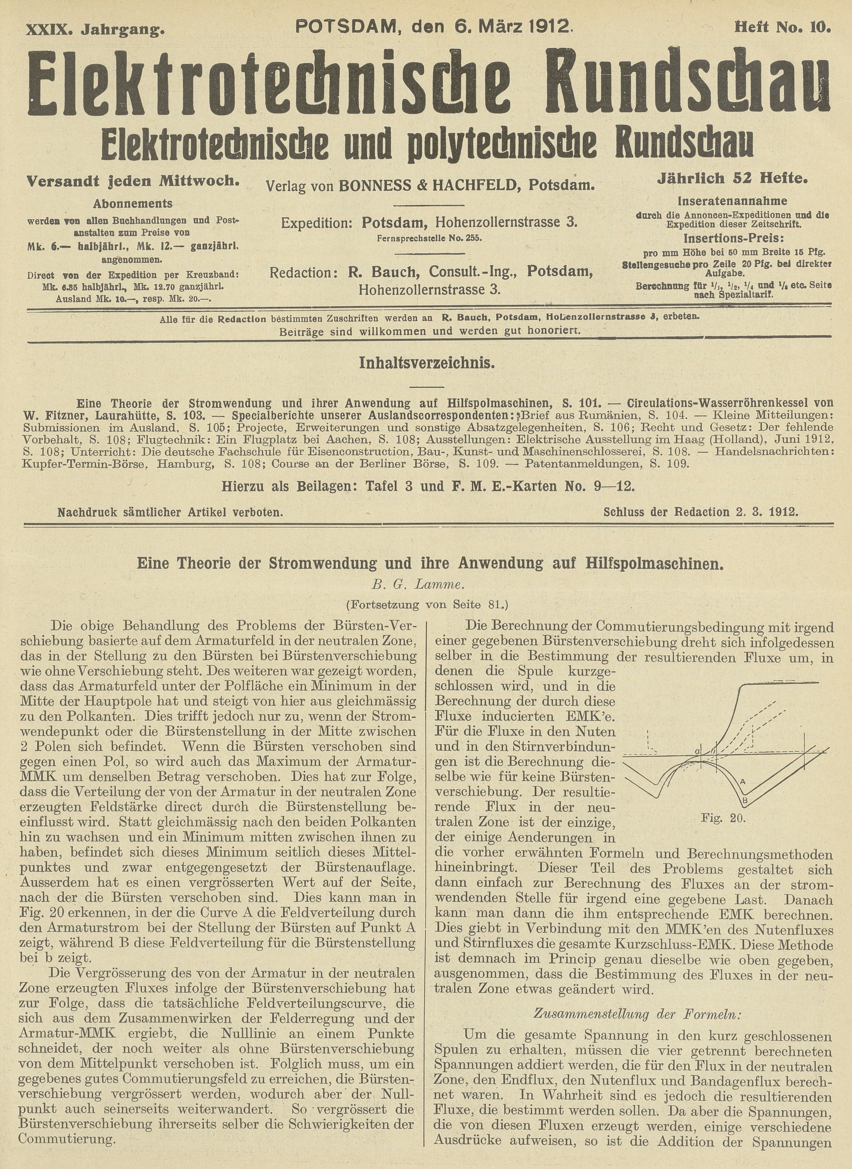 Elektrotechnische Rundschau : Elektrotechnische und polytechnische Rundschau, XXIX. Jahrgang, Heft No. 10