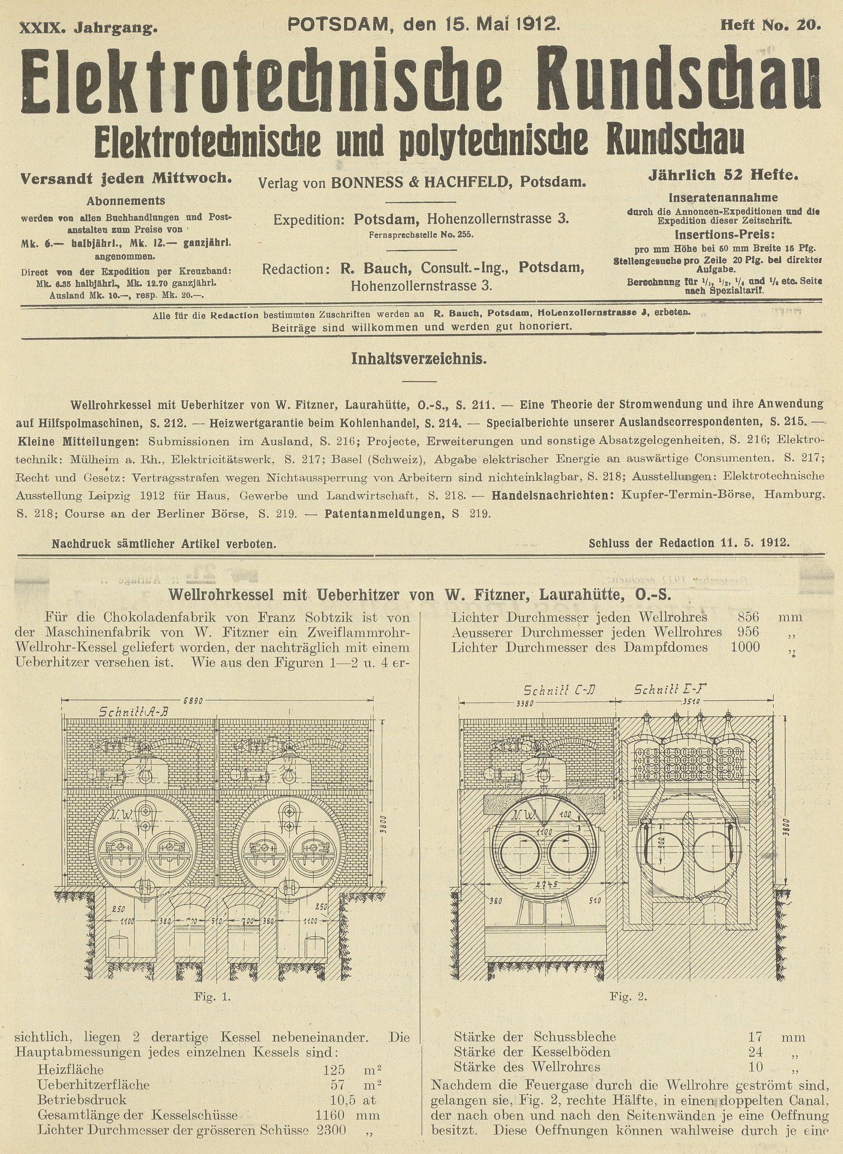 Elektrotechnische Rundschau : Elektrotechnische und polytechnische Rundschau, XXIX. Jahrgang, Heft No. 20