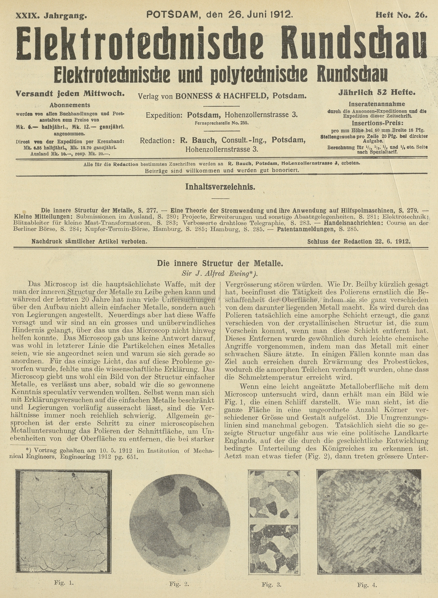 Elektrotechnische Rundschau : Elektrotechnische und polytechnische Rundschau, XXIX. Jahrgang, Heft No. 26