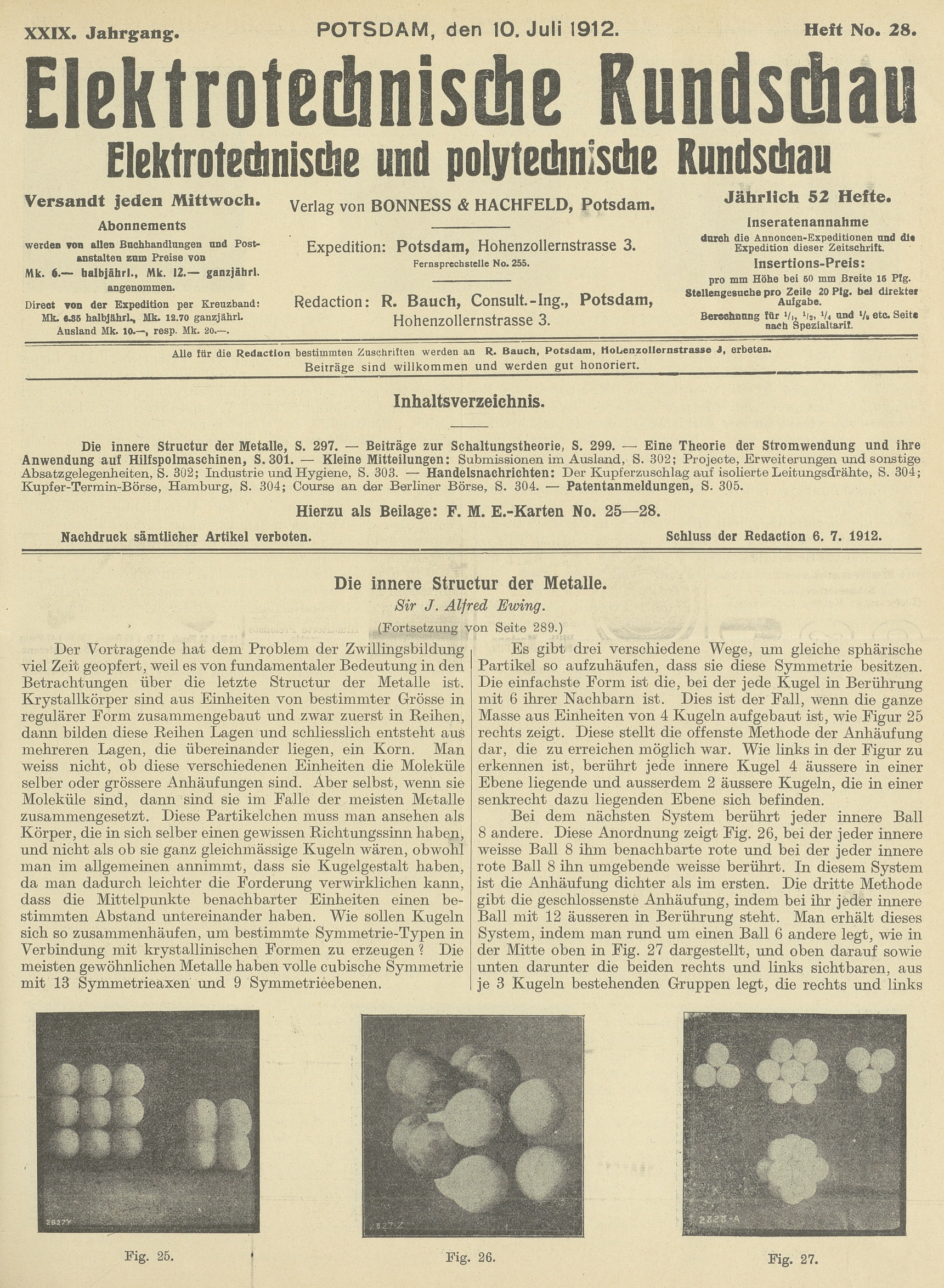 Elektrotechnische Rundschau : Elektrotechnische und polytechnische Rundschau, XXIX. Jahrgang, Heft No. 28