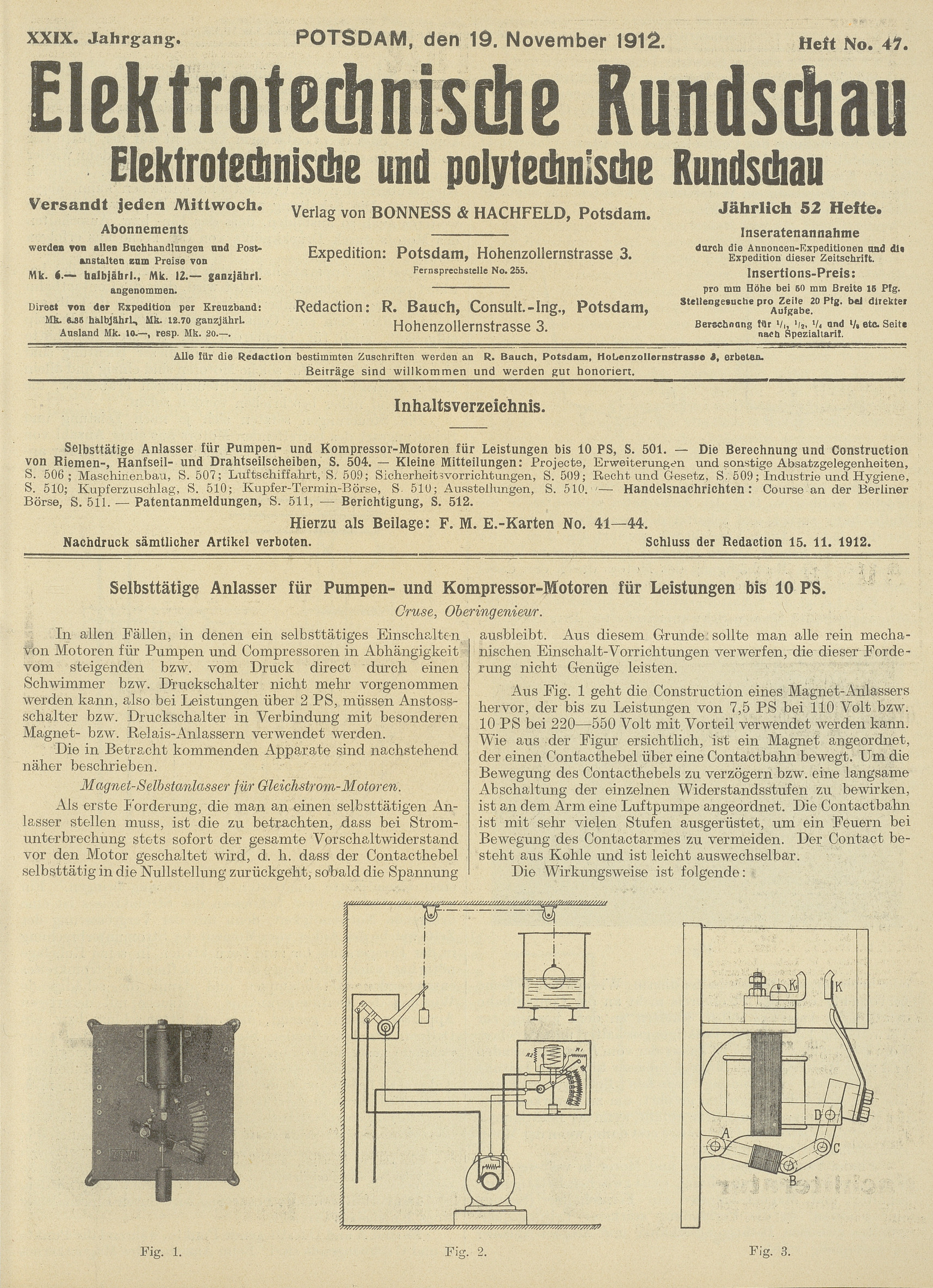 Elektrotechnische Rundschau : Elektrotechnische und polytechnische Rundschau, XXIX. Jahrgang, Heft No. 47