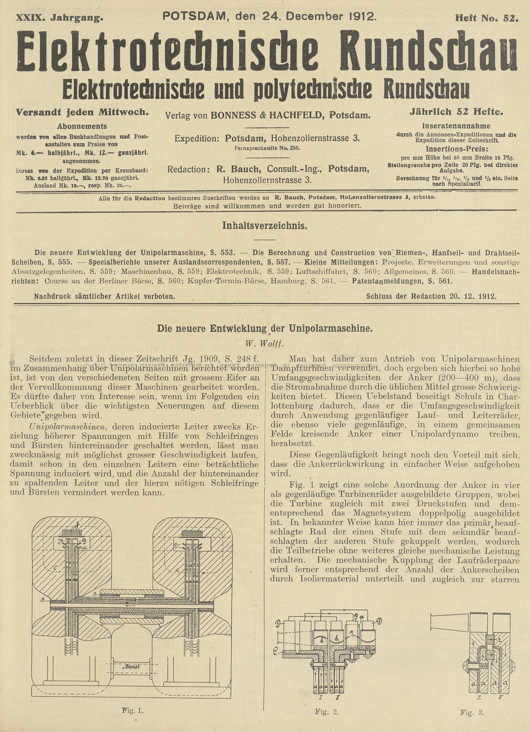 Elektrotechnische Rundschau : Elektrotechnische und polytechnische Rundschau, XXIX. Jahrgang, Heft No. 52