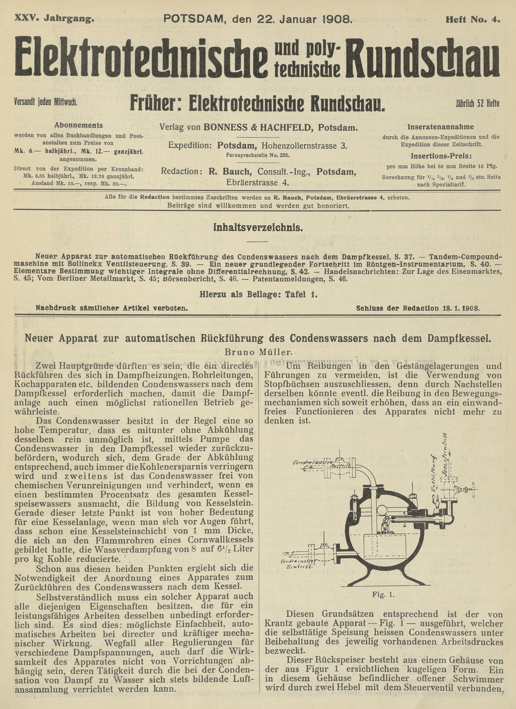Elektrotechnische und polytechnische Rundschau, XXV. Jahrgang, Heft No. 4
