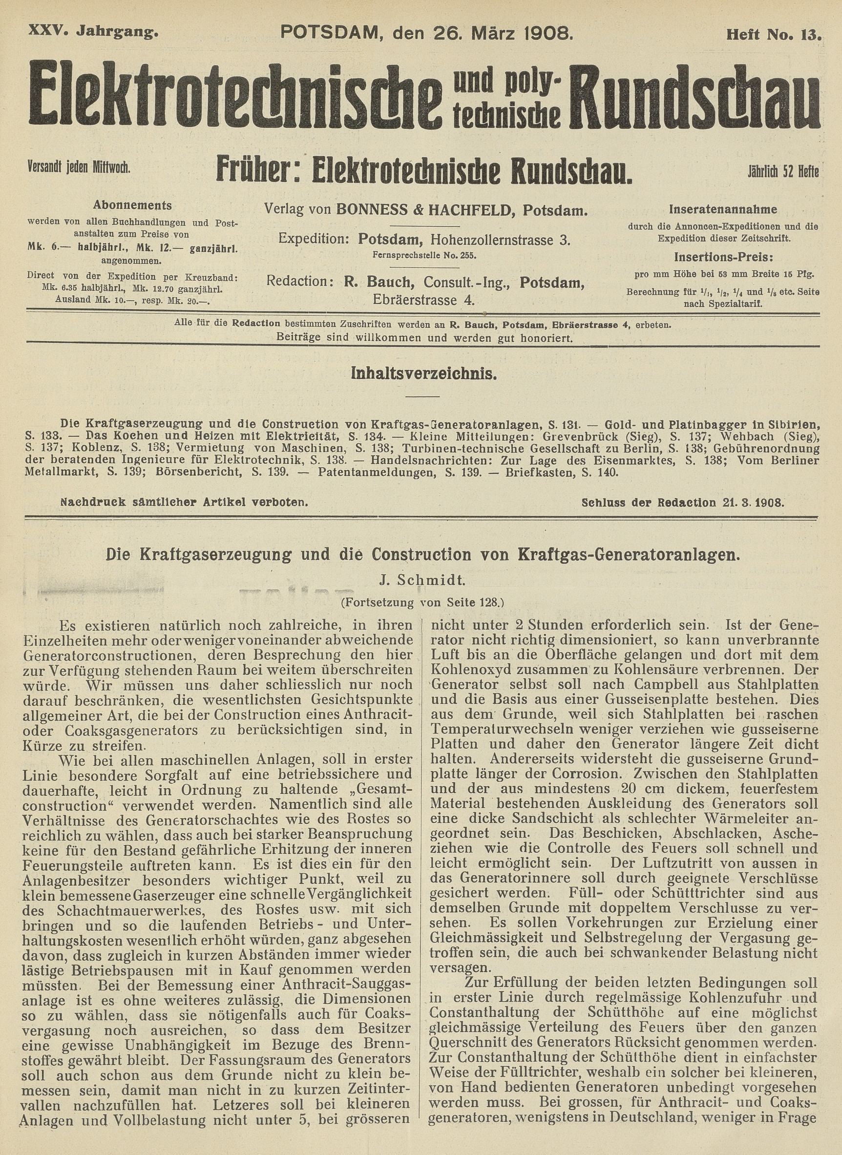 Elektrotechnische und polytechnische Rundschau, XXV. Jahrgang, Heft No. 13