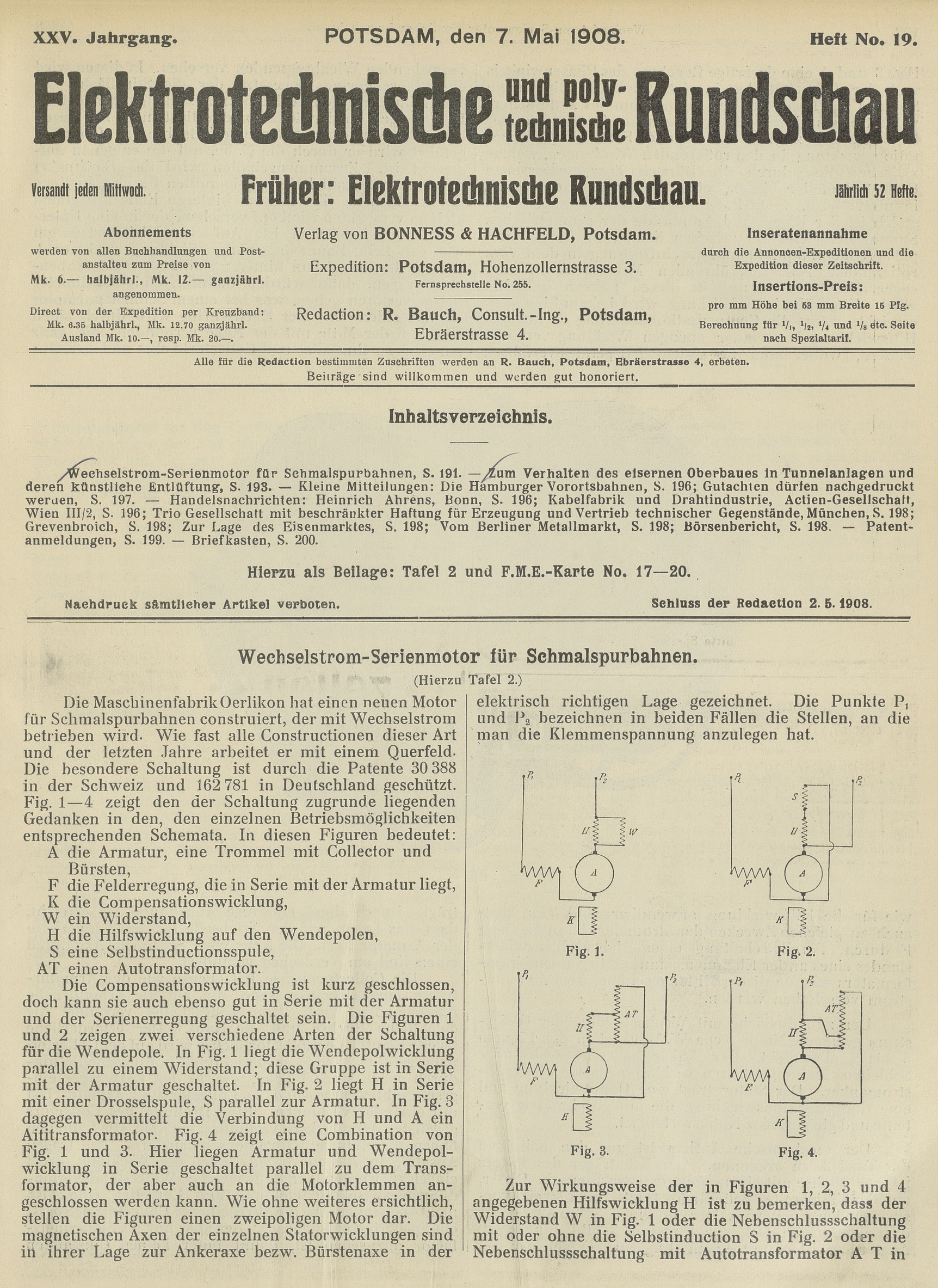 Elektrotechnische und polytechnische Rundschau, XXV. Jahrgang, Heft No. 19