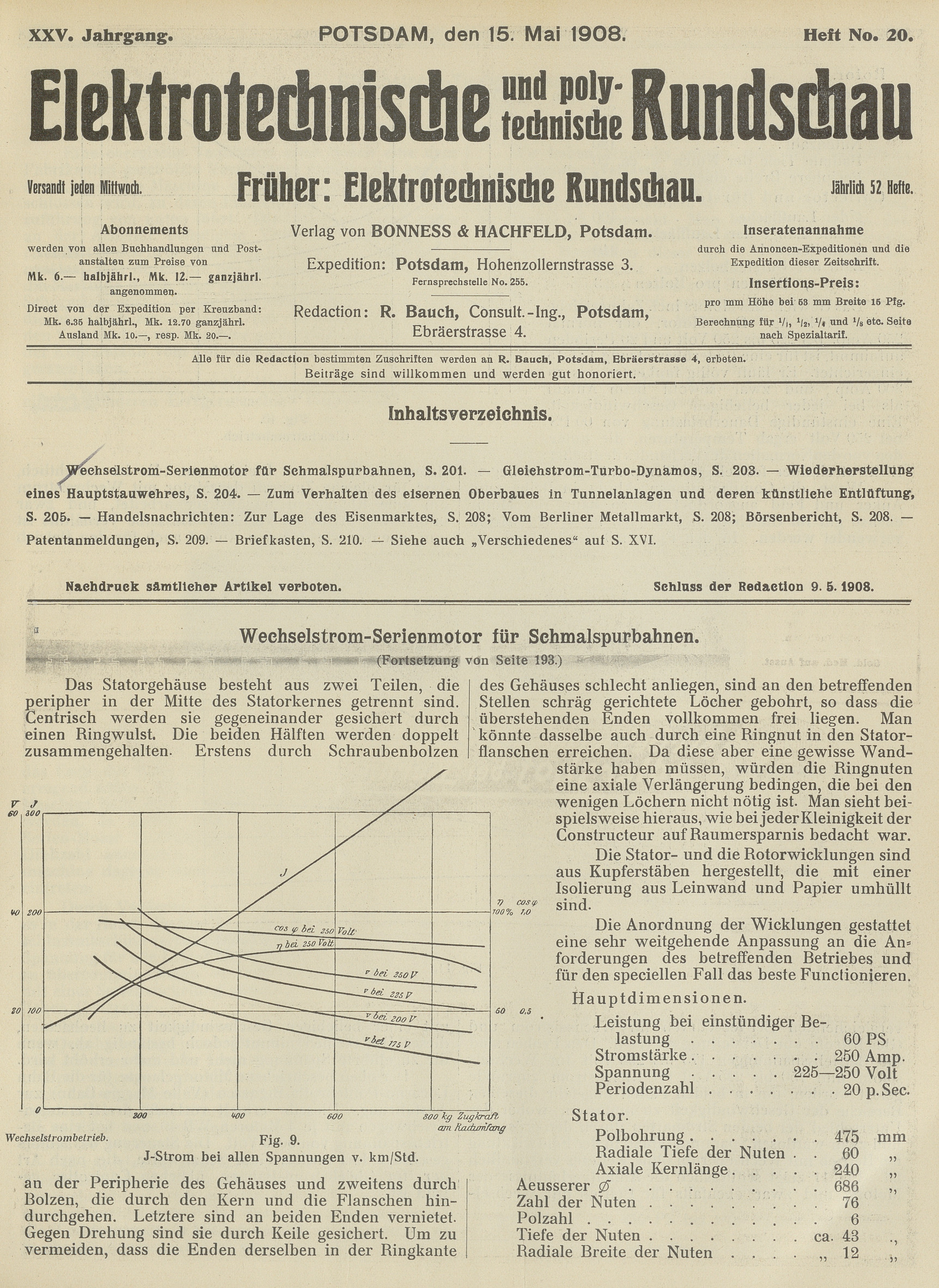 Elektrotechnische und polytechnische Rundschau, XXV. Jahrgang, Heft No. 20