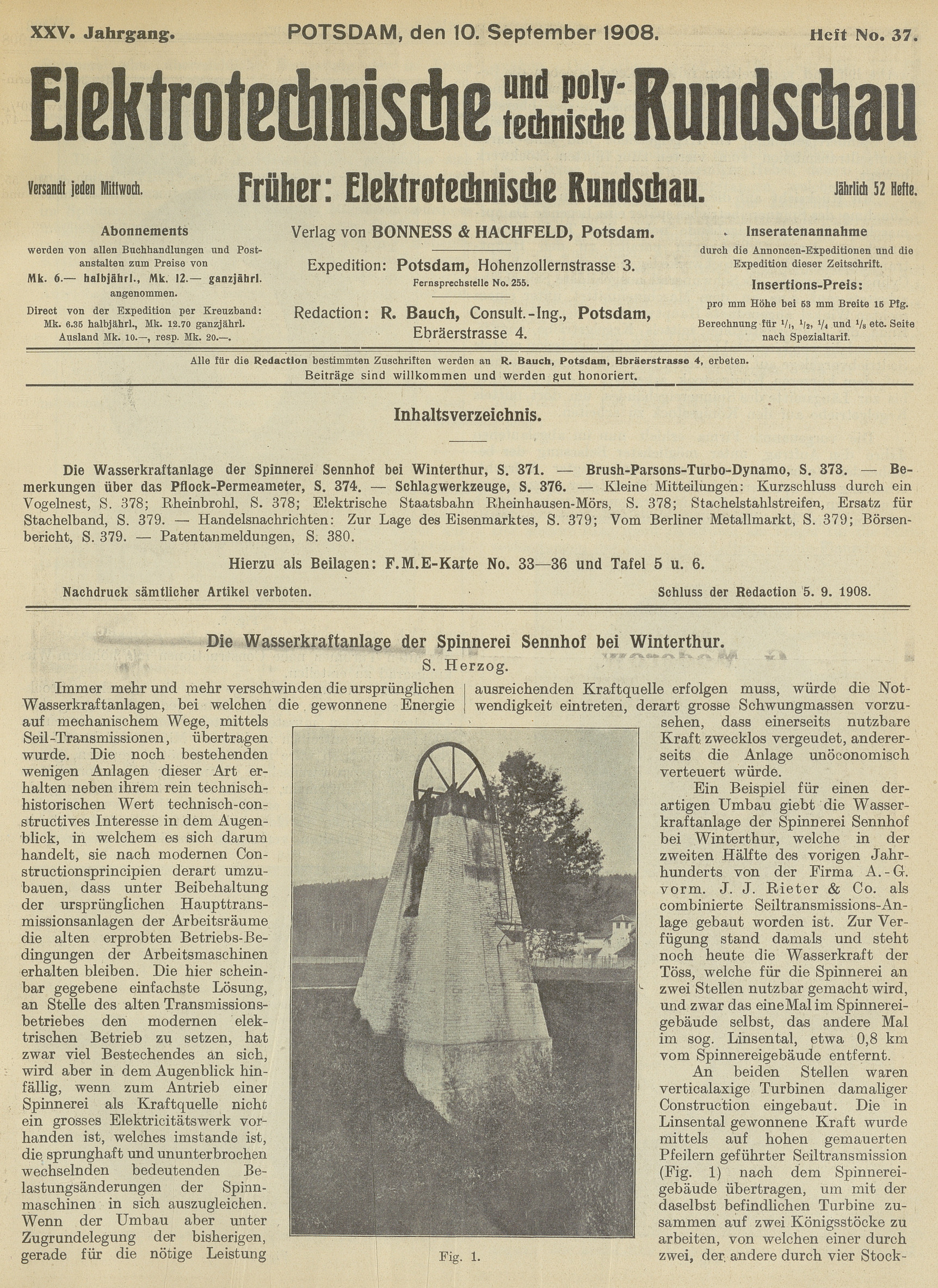Elektrotechnische und polytechnische Rundschau, XXV. Jahrgang, Heft No. 37