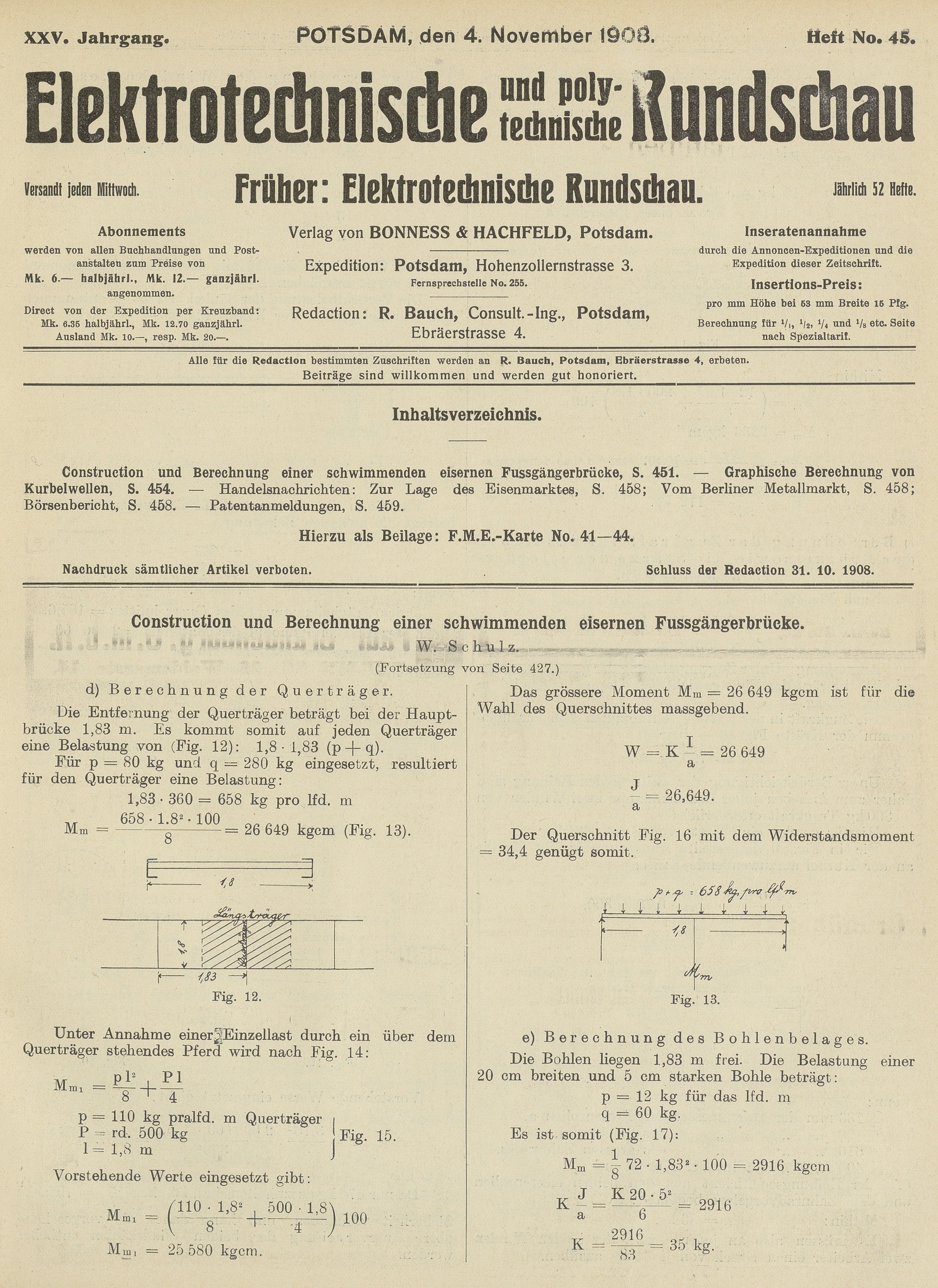 Elektrotechnische und polytechnische Rundschau, XXV. Jahrgang, Heft No. 45