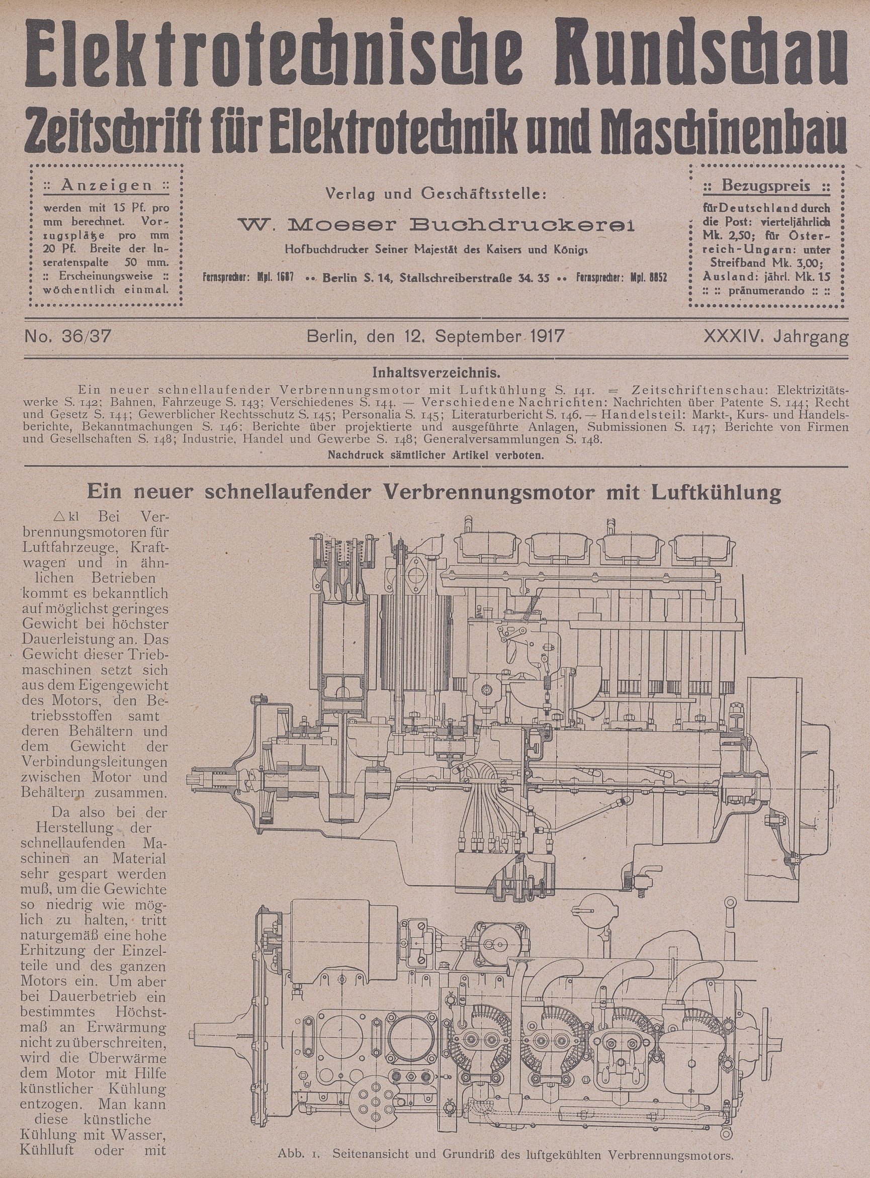 Elektrotechnische Rundschau : Zeitschrift für Elektrotechnik und Maschinenbau + Polytechnische Rundschau, No. 36/37, XXXIV. Jahrgang