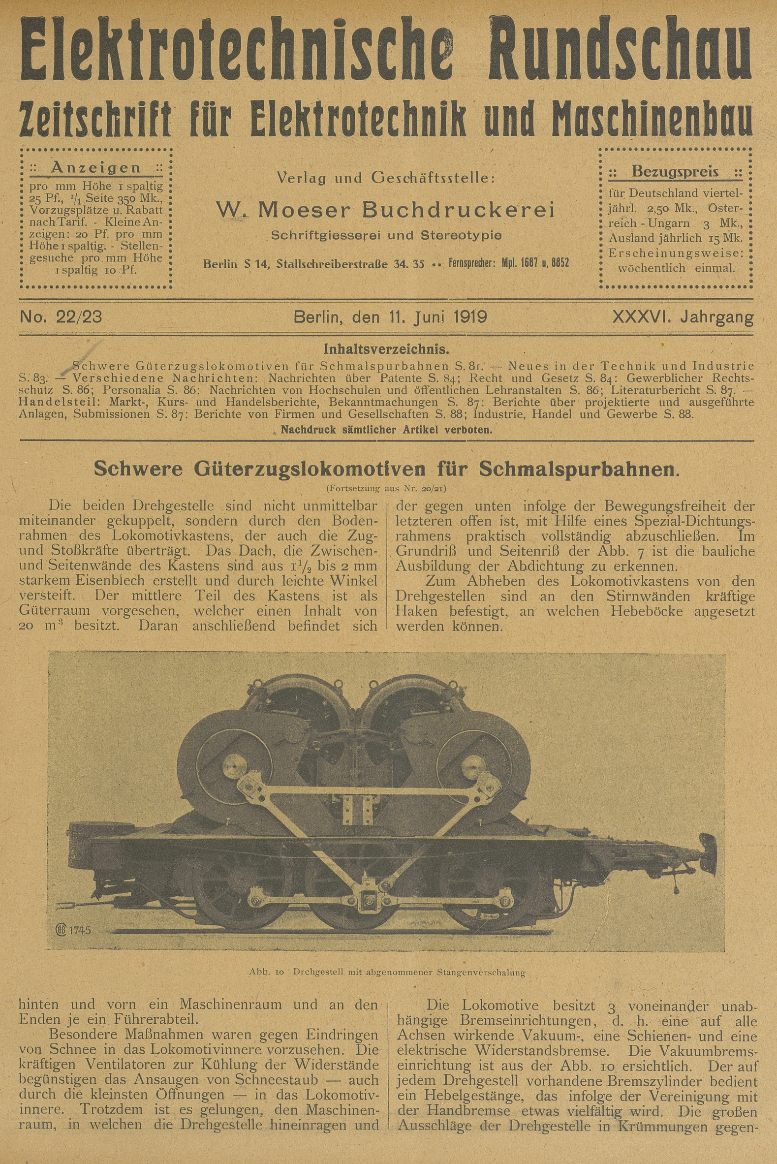 Elektrotechnische Rundschau : Zeitschrift für Elektrotechnik und Maschinenbau + Polytechnische Rundschau, No. 22/23, XXXVI. Jahrgang