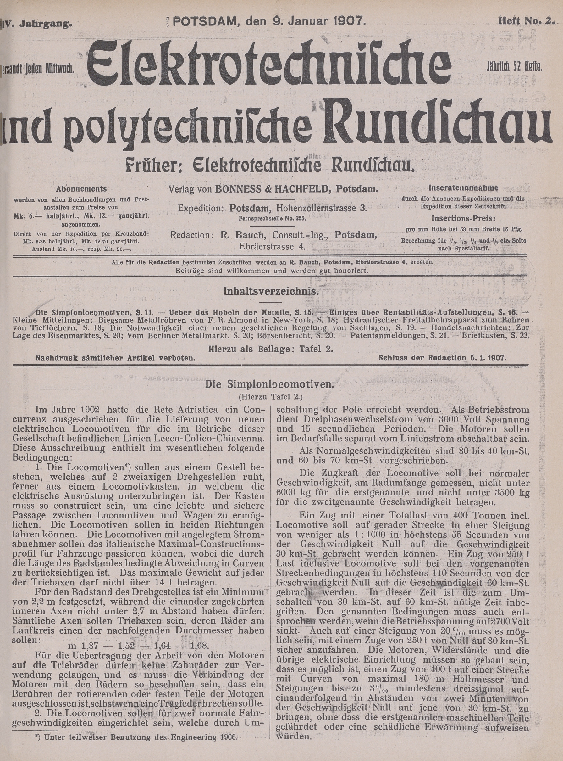 Elektrotechnische und polytechnische Rundschau, XXIV. Jahrgang, Heft No. 2