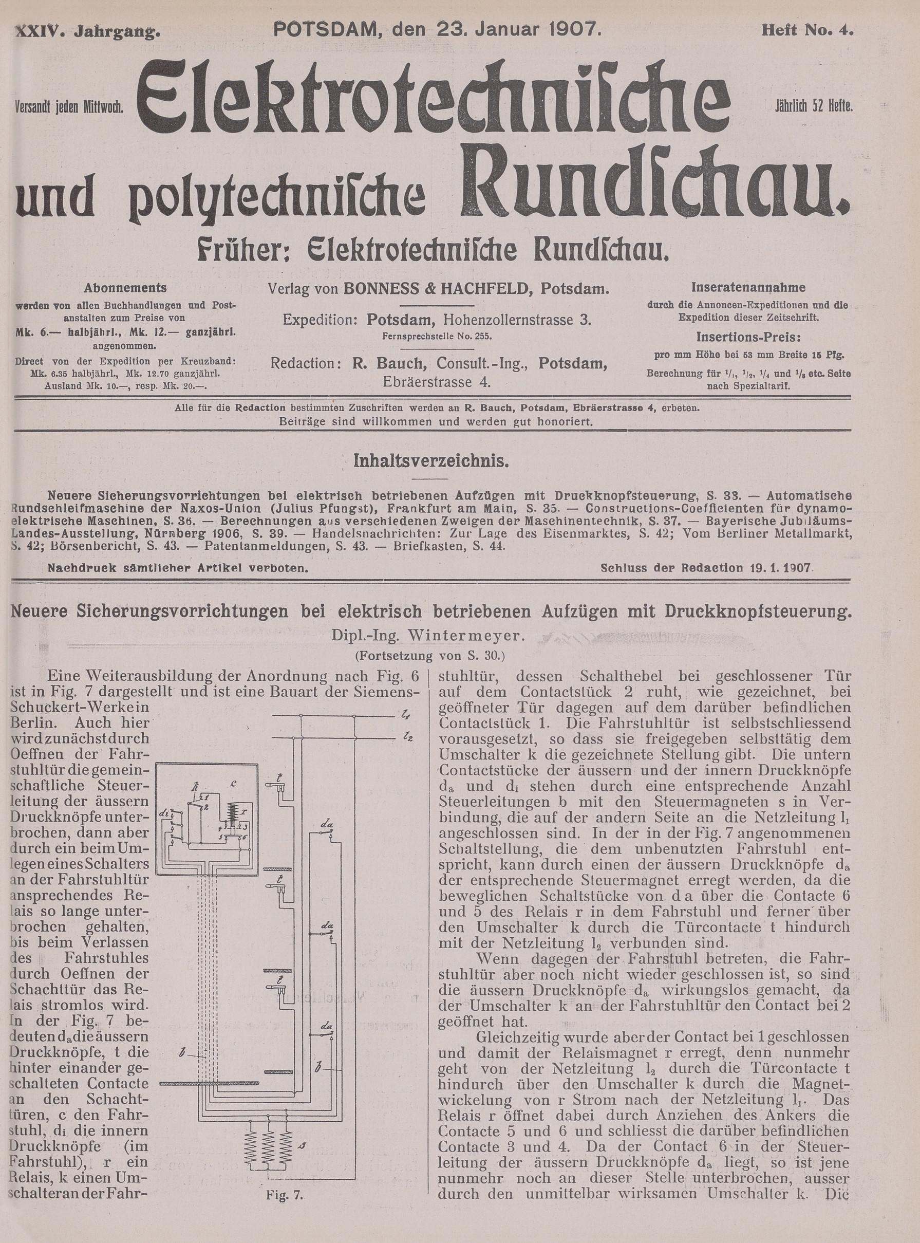 Elektrotechnische und polytechnische Rundschau, XXIV. Jahrgang, Heft No. 4