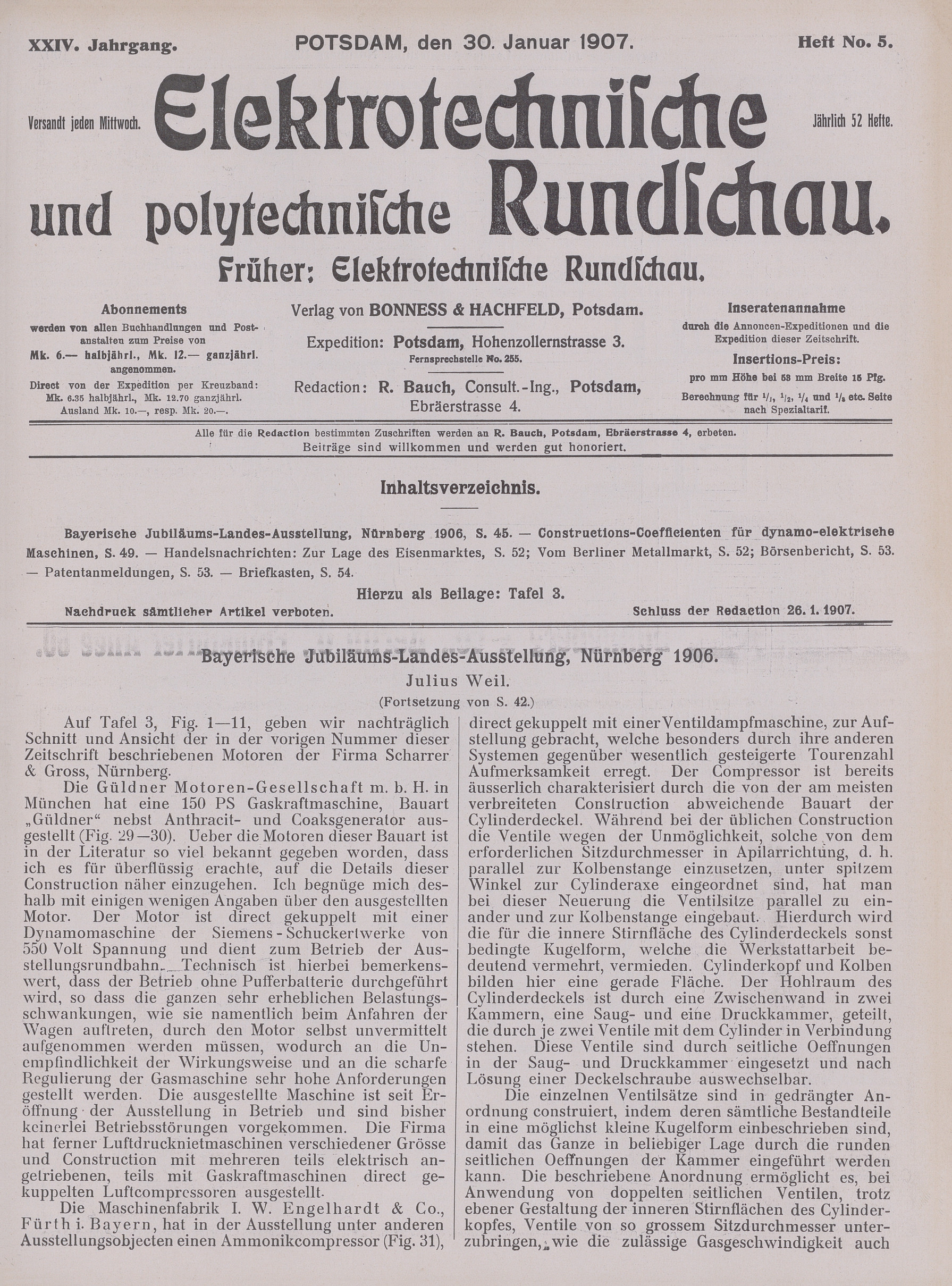 Elektrotechnische und polytechnische Rundschau, XXIV. Jahrgang, Heft No. 5