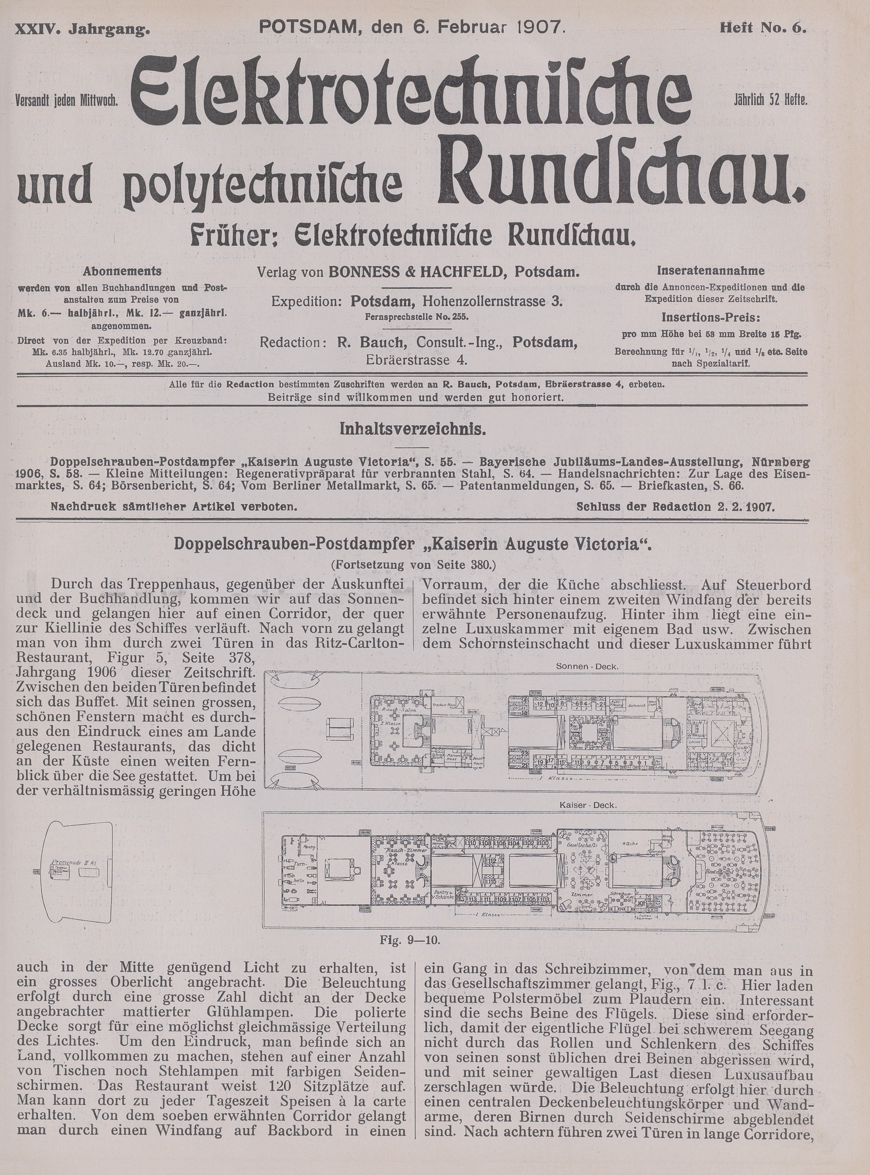 Elektrotechnische und polytechnische Rundschau, XXIV. Jahrgang, Heft No. 6
