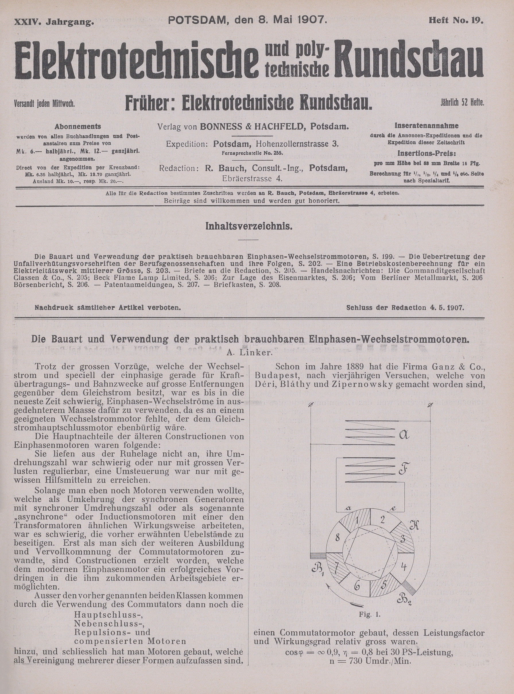 Elektrotechnische und polytechnische Rundschau, XXIV. Jahrgang, Heft No. 19
