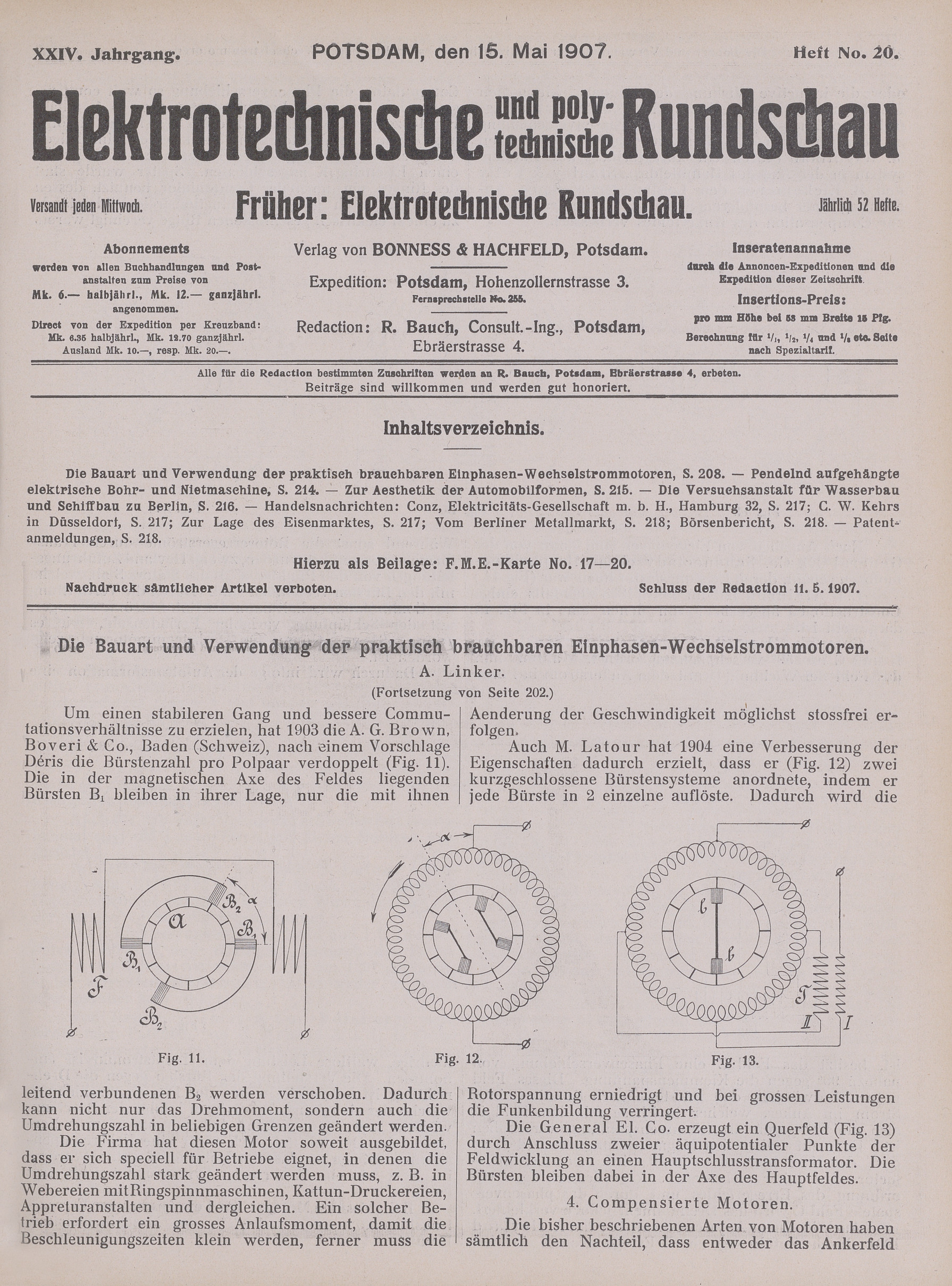 Elektrotechnische und polytechnische Rundschau, XXIV. Jahrgang, Heft No. 20