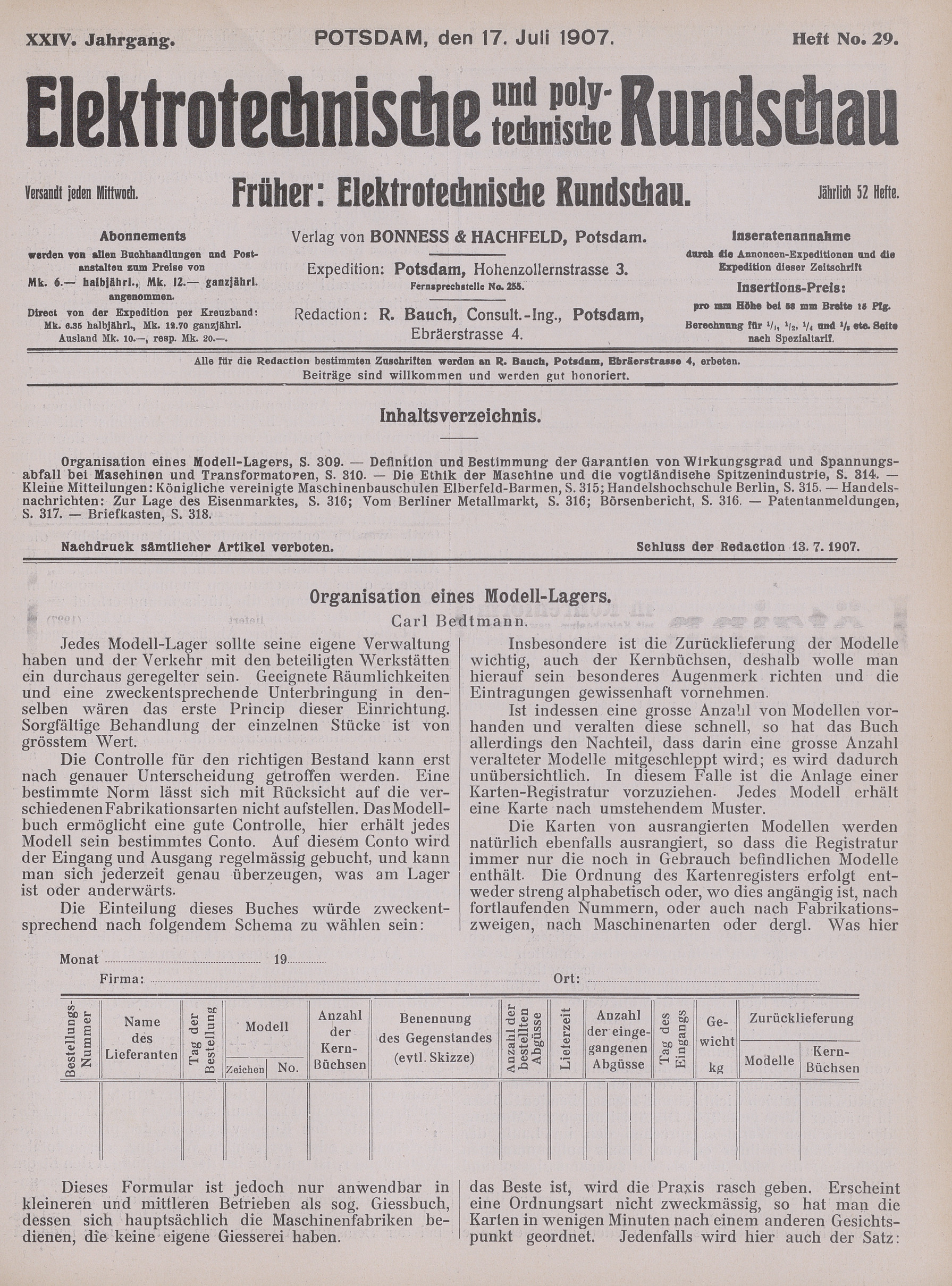 Elektrotechnische und polytechnische Rundschau, XXIV. Jahrgang, Heft No. 29