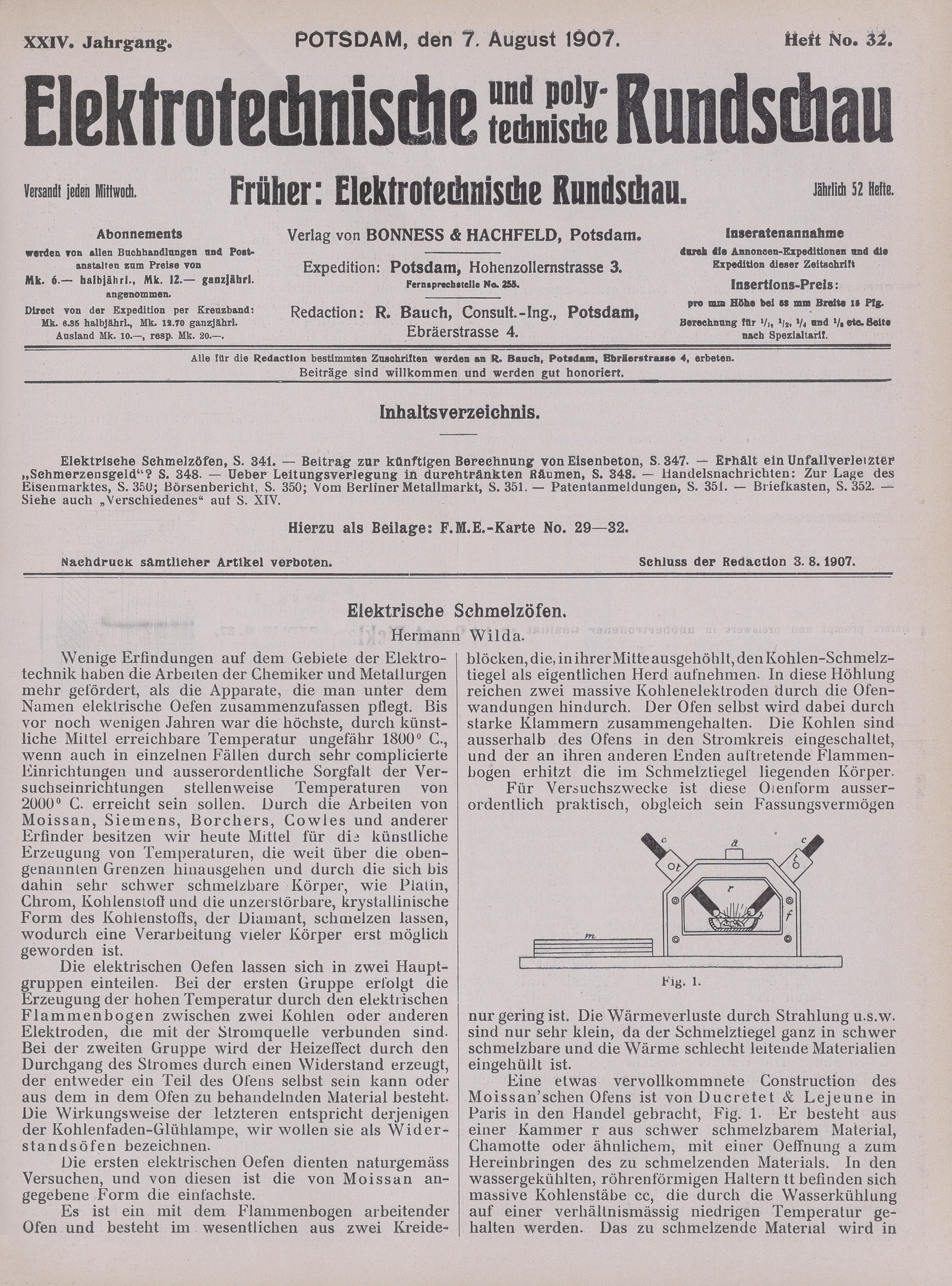Elektrotechnische und polytechnische Rundschau, XXIV. Jahrgang, Heft No. 32