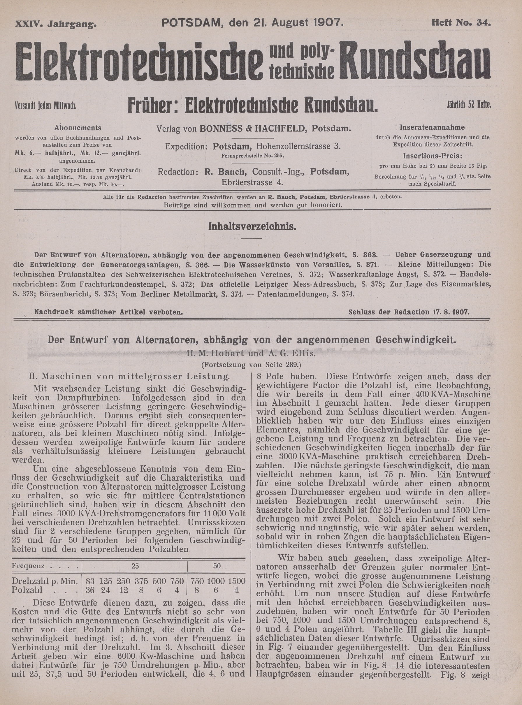 Elektrotechnische und polytechnische Rundschau, XXIV. Jahrgang, Heft No. 34