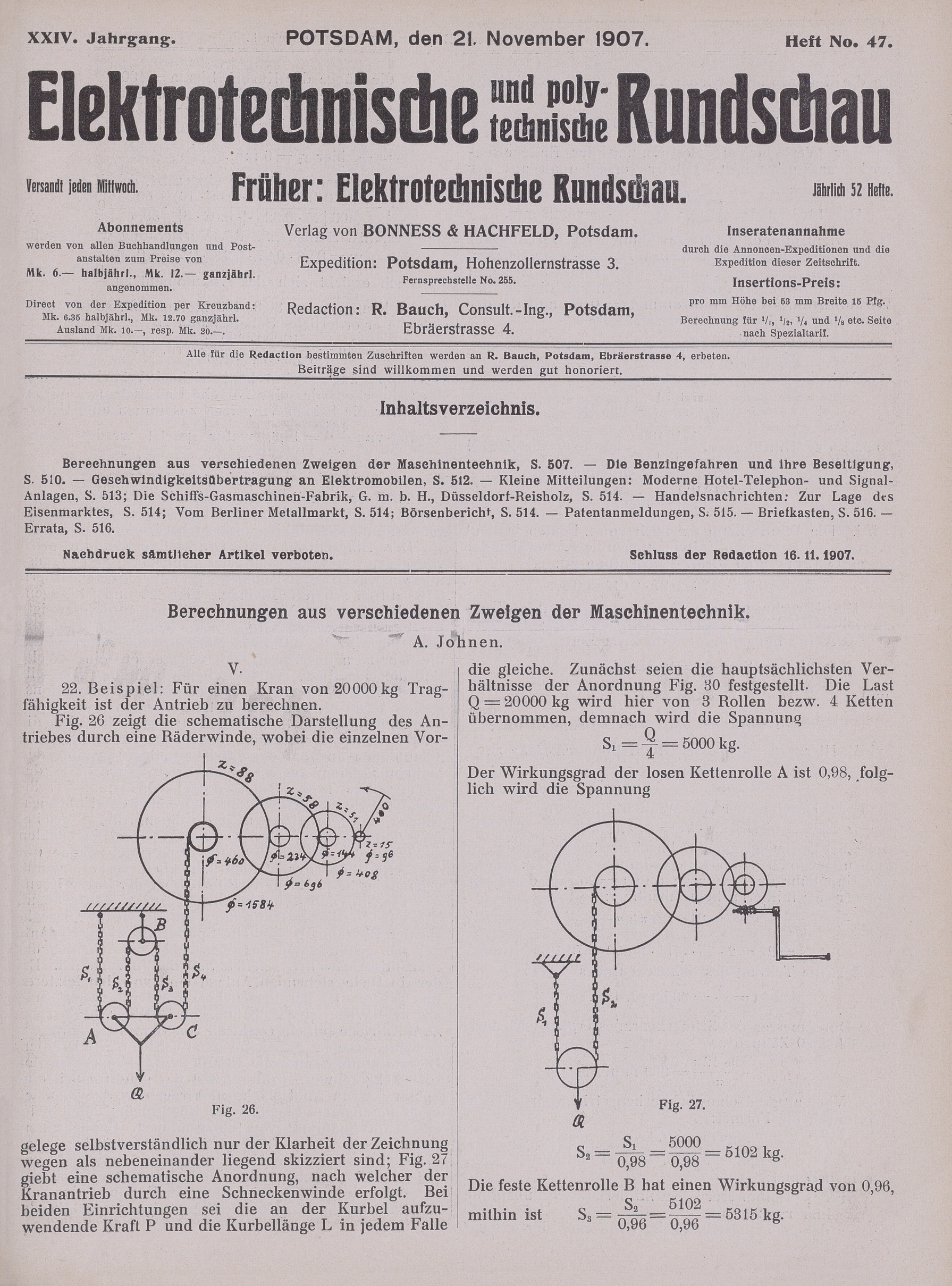 Elektrotechnische und polytechnische Rundschau, XXIV. Jahrgang, Heft No. 47
